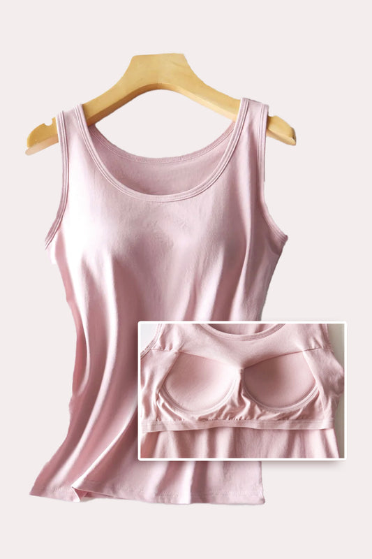 Blue Zone Planet | Round Neck Tank with Bra-TOPS / DRESSES-[Adult]-[Female]-Pale Blush-M-2022 Online Blue Zone Planet