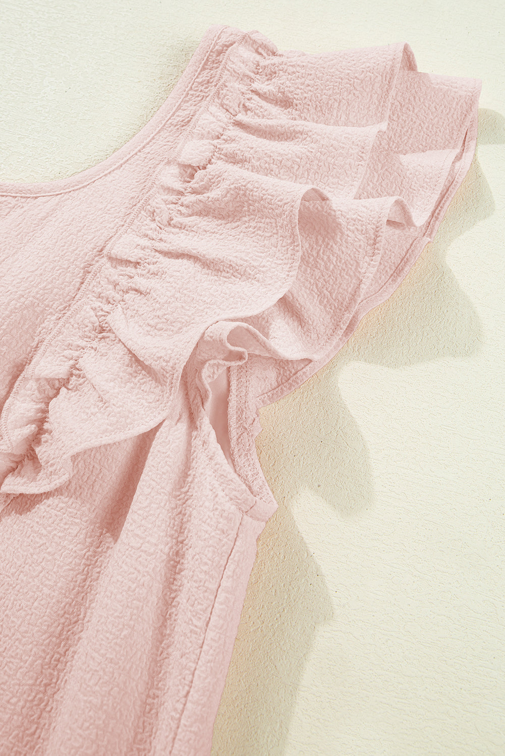 Light Pink Textured Flutter Sleeve Square Neck Bow Back Mini Dress-TOPS / DRESSES-[Adult]-[Female]-2022 Online Blue Zone Planet
