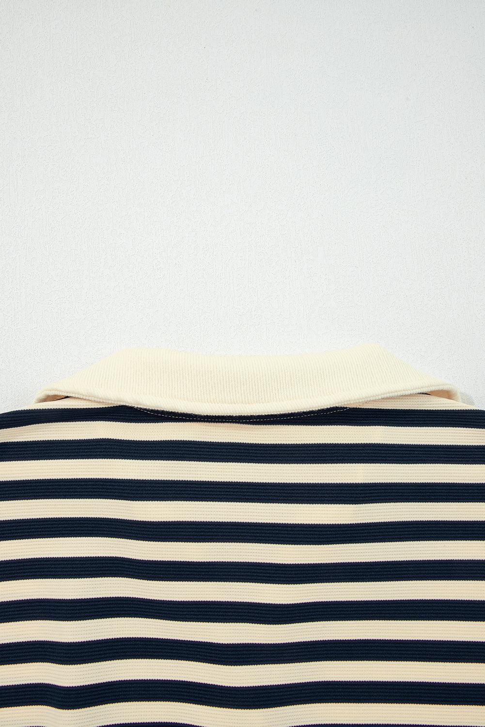 Blue Stripe Collared V Neck Long Sleeve Casual Top-Tops/Long Sleeve Tops-[Adult]-[Female]-2022 Online Blue Zone Planet