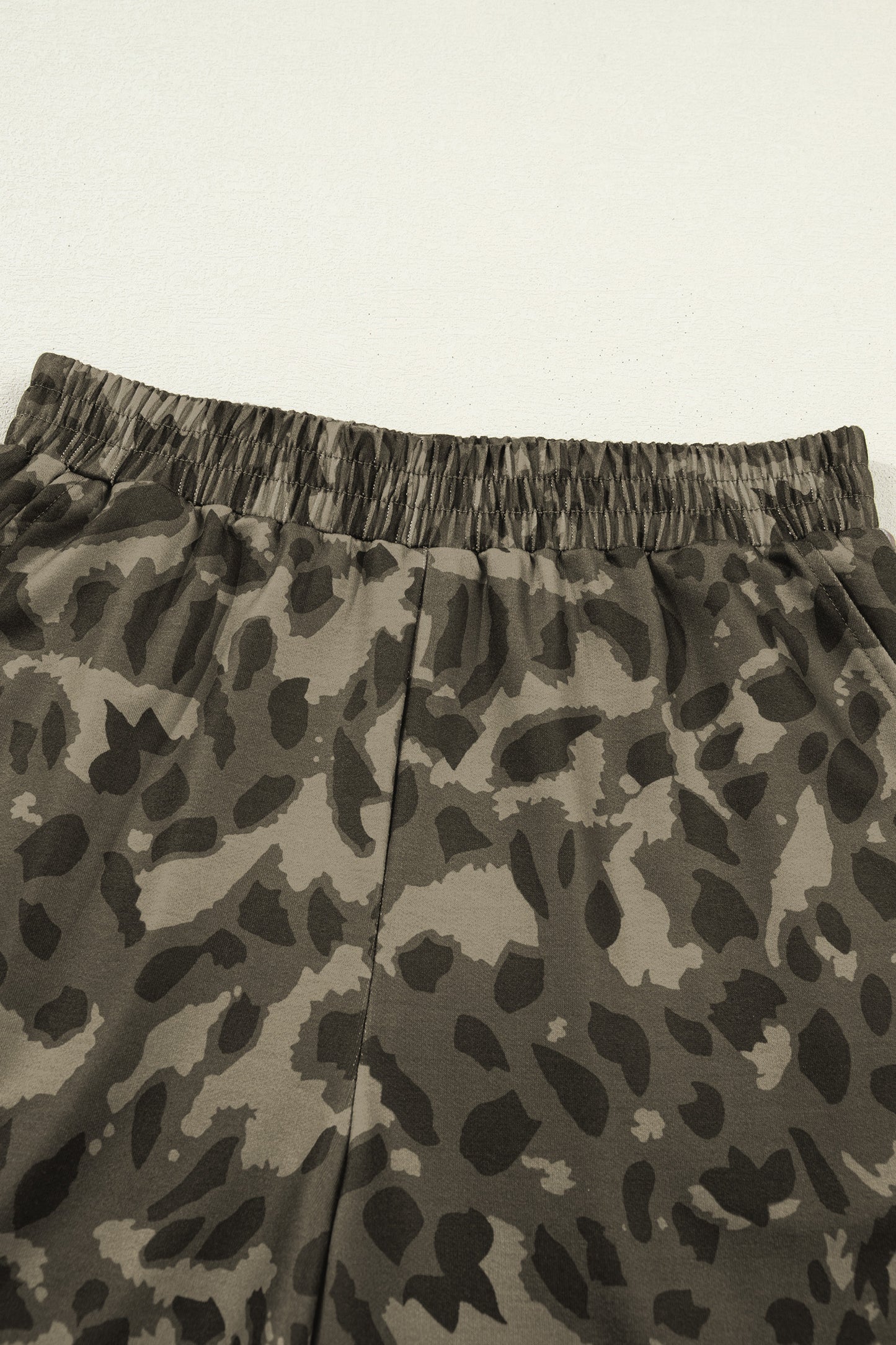 Brown Leopard Print Crew Neck Short Set-Two Piece Sets/Short Sets-[Adult]-[Female]-2022 Online Blue Zone Planet