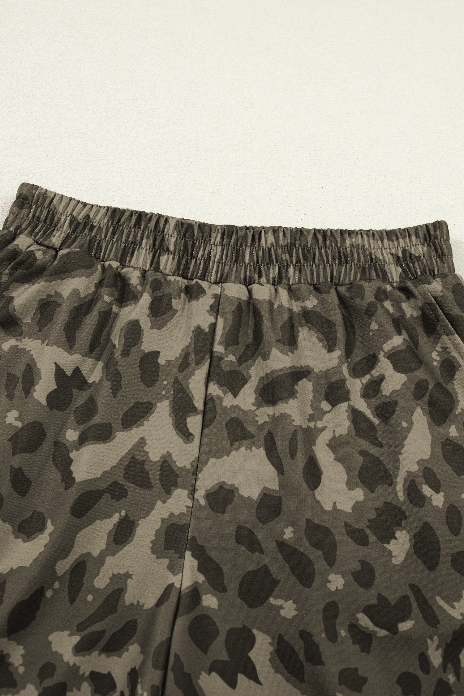 Brown Leopard Print Crew Neck Short Set-Two Piece Sets/Short Sets-[Adult]-[Female]-2022 Online Blue Zone Planet