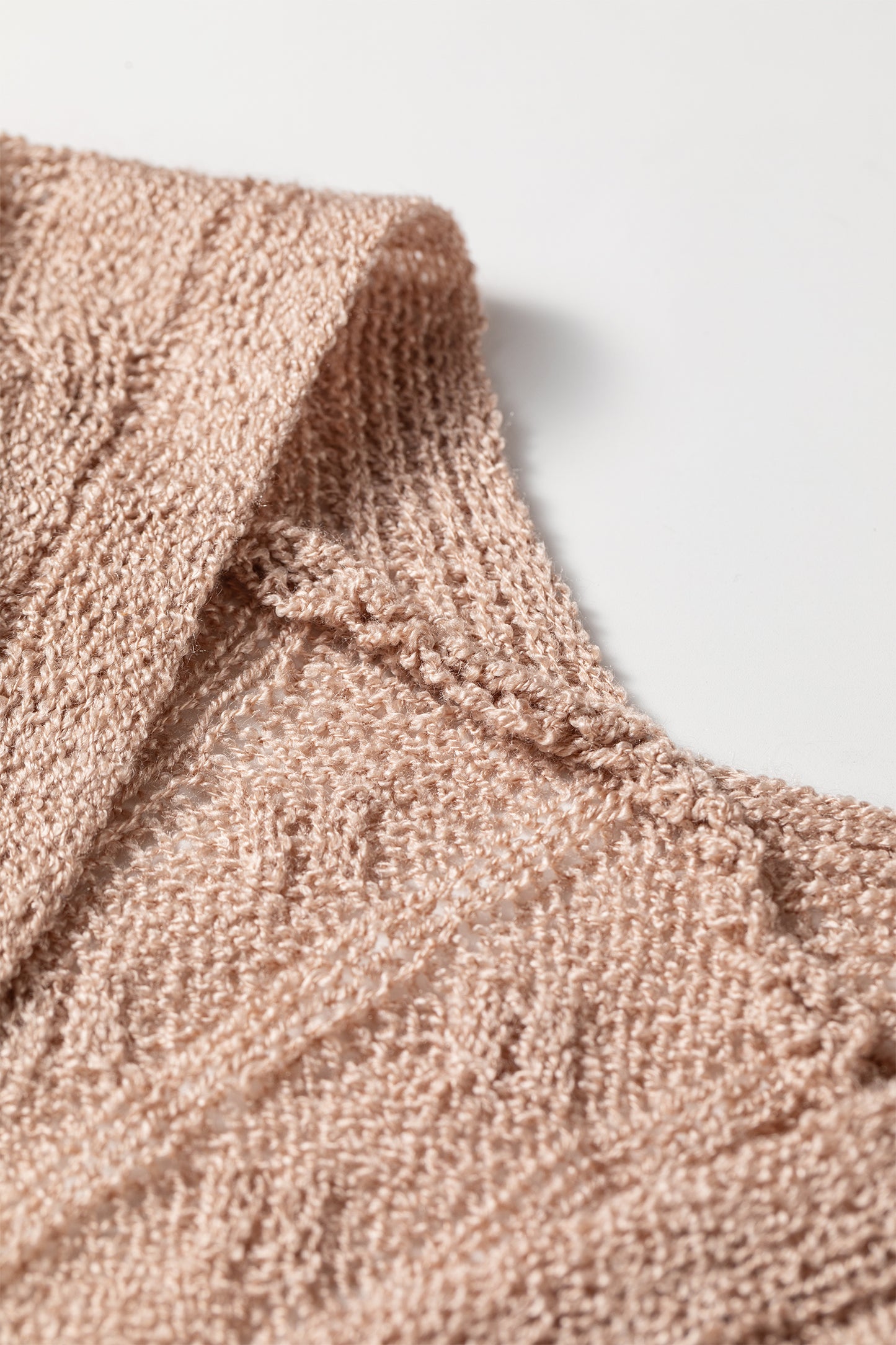 Old Rose Hollowed Pattern Knit Drop Shoulder Open Sweater Cardigan-Sweaters & Cardigans/Cardigans-[Adult]-[Female]-2022 Online Blue Zone Planet