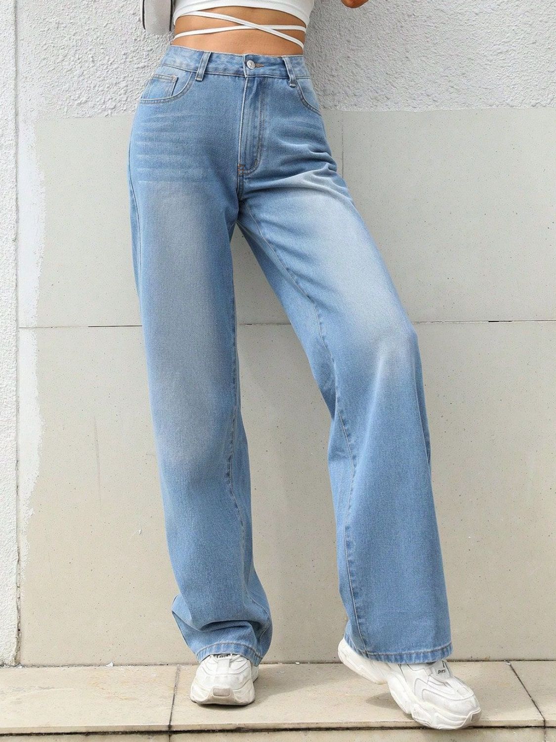 Mid Rise Wide Leg Jeans-BOTTOMS SIZES SMALL MEDIUM LARGE-[Adult]-[Female]-2022 Online Blue Zone Planet