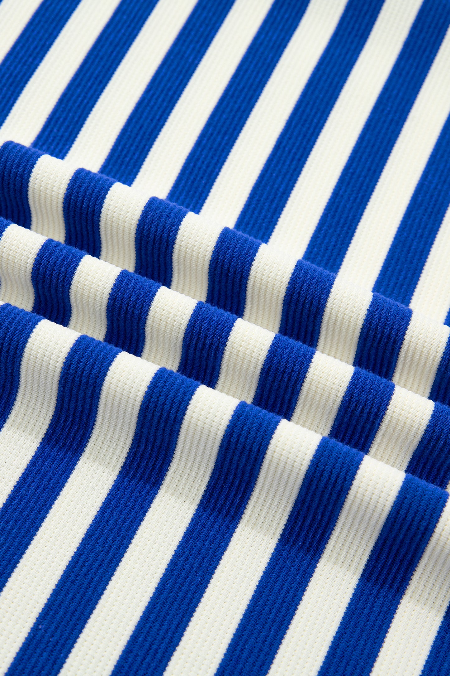 Rose Stripe Contrast Trim Polo Collar Ruffled Short Sleeve Blouse-Tops/Blouses & Shirts-[Adult]-[Female]-2022 Online Blue Zone Planet
