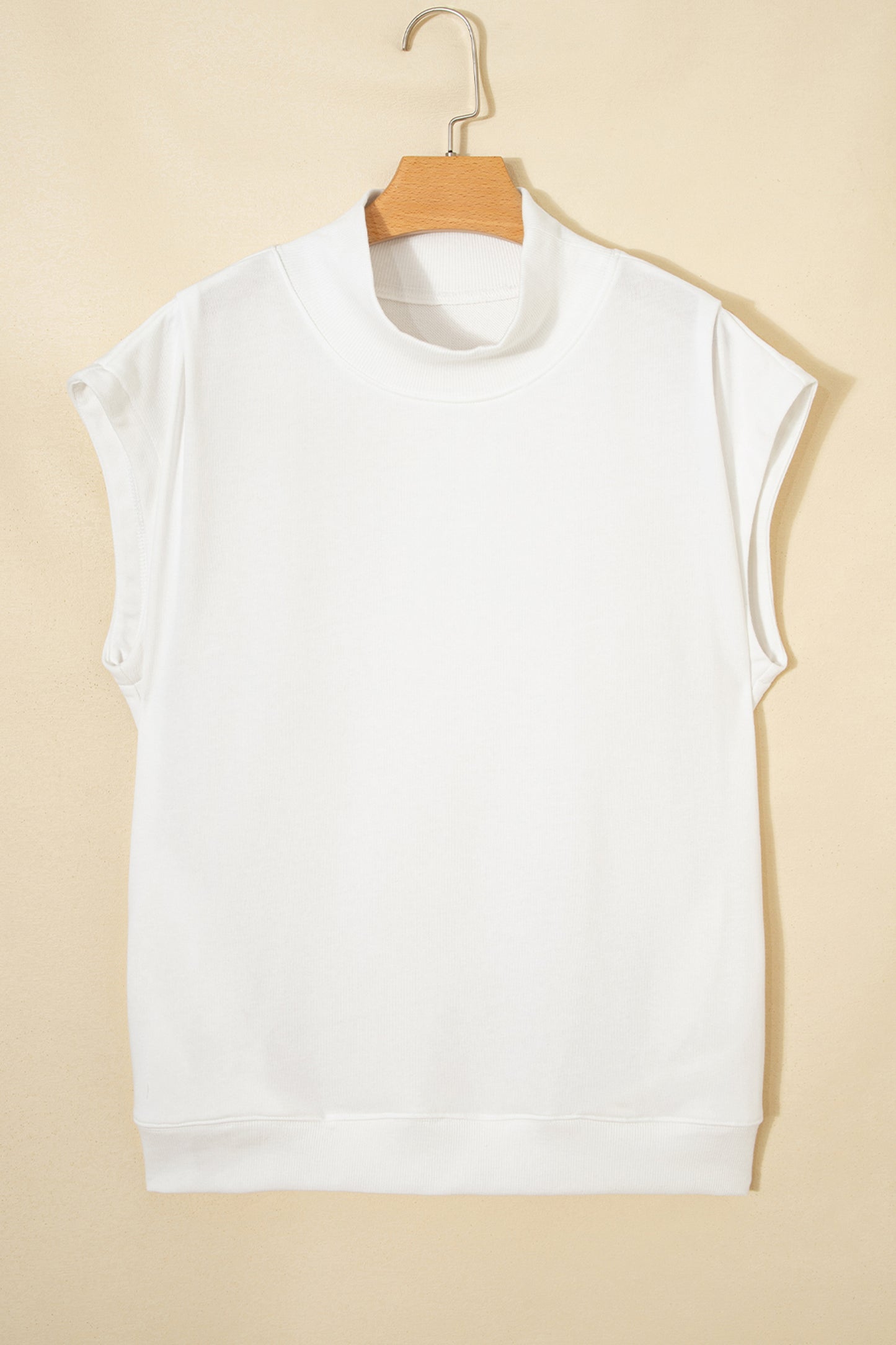 Black Solid Color High Neck Cap Sleeve Loose Top-Tops/Tops & Tees-[Adult]-[Female]-2022 Online Blue Zone Planet