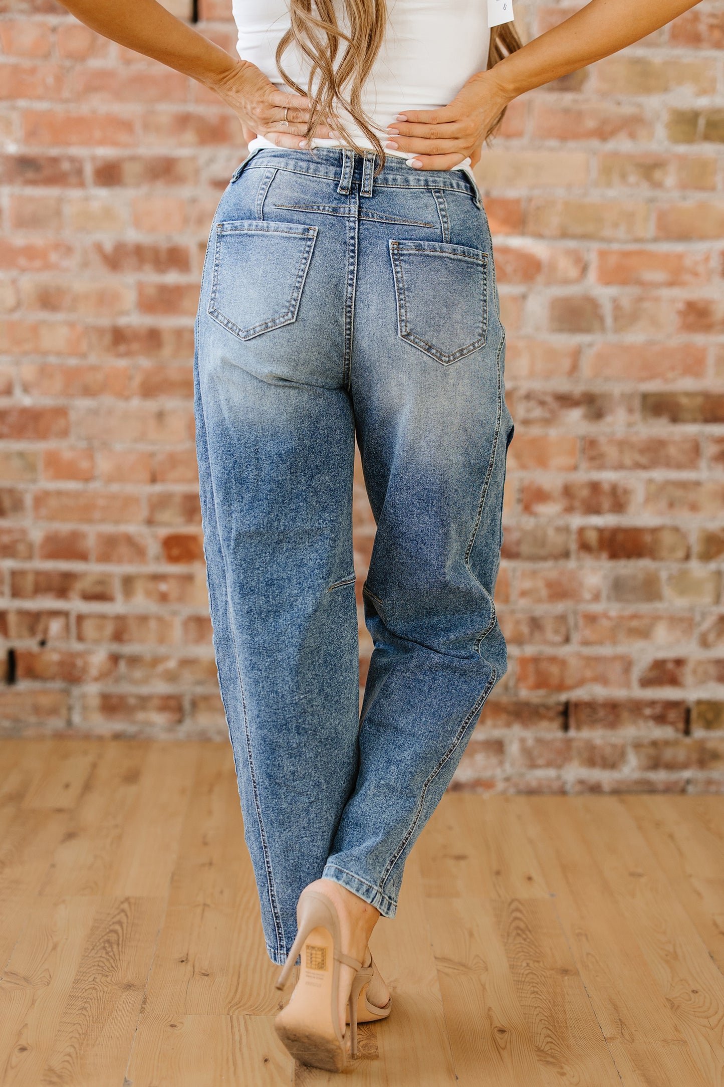 Dusk Blue Vintage Washed Seam Detail Shift Jeans-Bottoms/Jeans-[Adult]-[Female]-2022 Online Blue Zone Planet