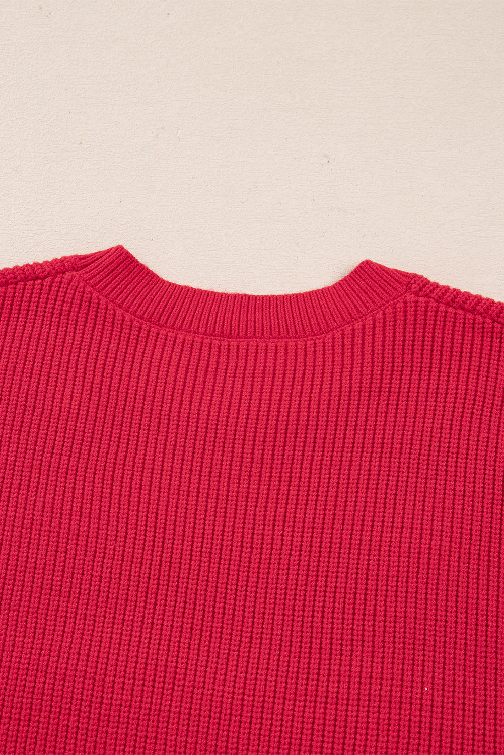 Fiery Red Sequin Bow Accent Drop Shoulder Festive Sweater-TOPS / DRESSES-[Adult]-[Female]-2022 Online Blue Zone Planet