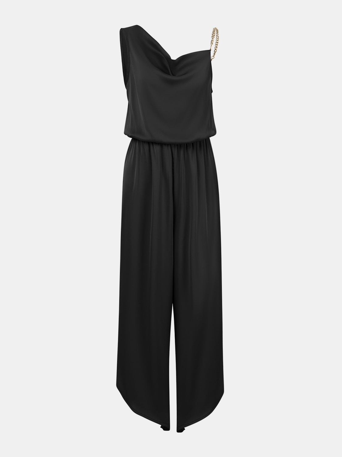 Chain Detail Asymmetrical Neck Jumpsuit-TOPS / DRESSES-[Adult]-[Female]-2022 Online Blue Zone Planet