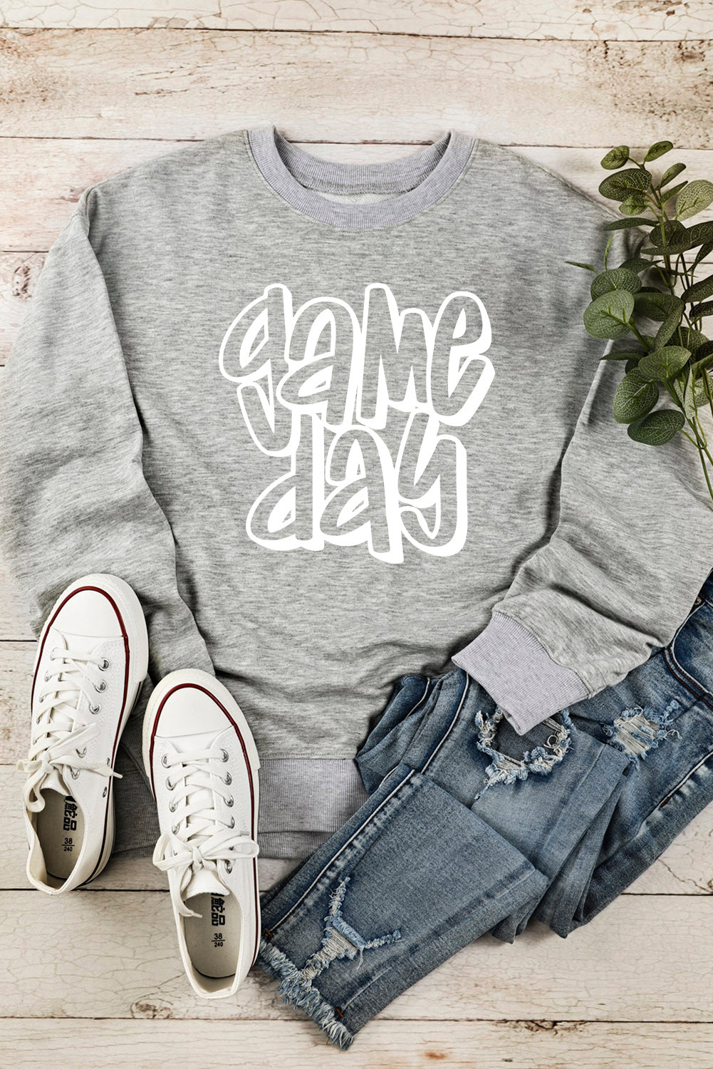 Gray Game Day Crew Neck Sweatshirt-Graphic/Graphic Sweatshirts-[Adult]-[Female]-2022 Online Blue Zone Planet