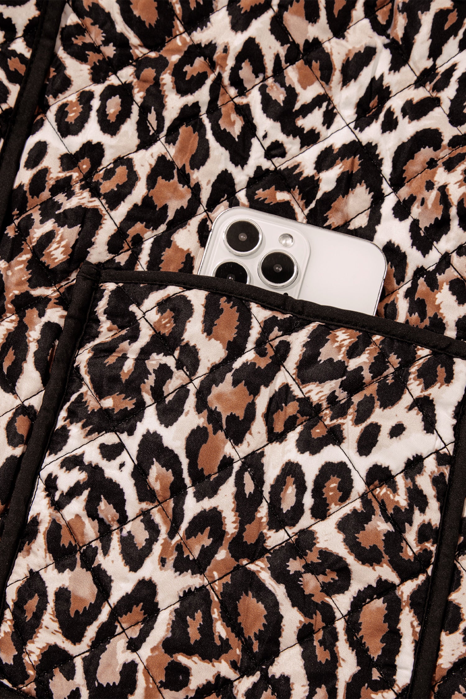 Brown Leopard Print Quilted Button Front Patch Pockets Jacket-Outerwear/Jackets-[Adult]-[Female]-2022 Online Blue Zone Planet