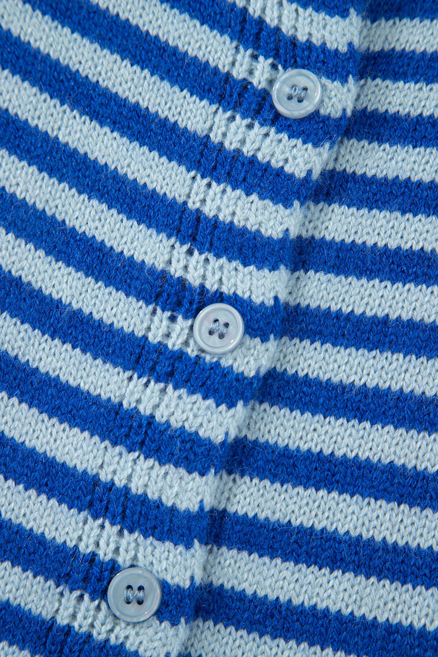 Blue Stripe Loose Half Sleeve Knit Button Down Sweater Cardigan-Sweaters & Cardigans/Cardigans-[Adult]-[Female]-2022 Online Blue Zone Planet