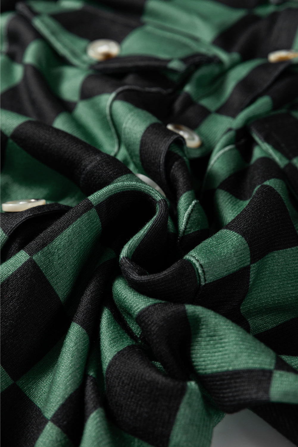 Green Checkerboard Flap Pocket Button Front Shacket-Outerwear/Plaid Shackets-[Adult]-[Female]-2022 Online Blue Zone Planet