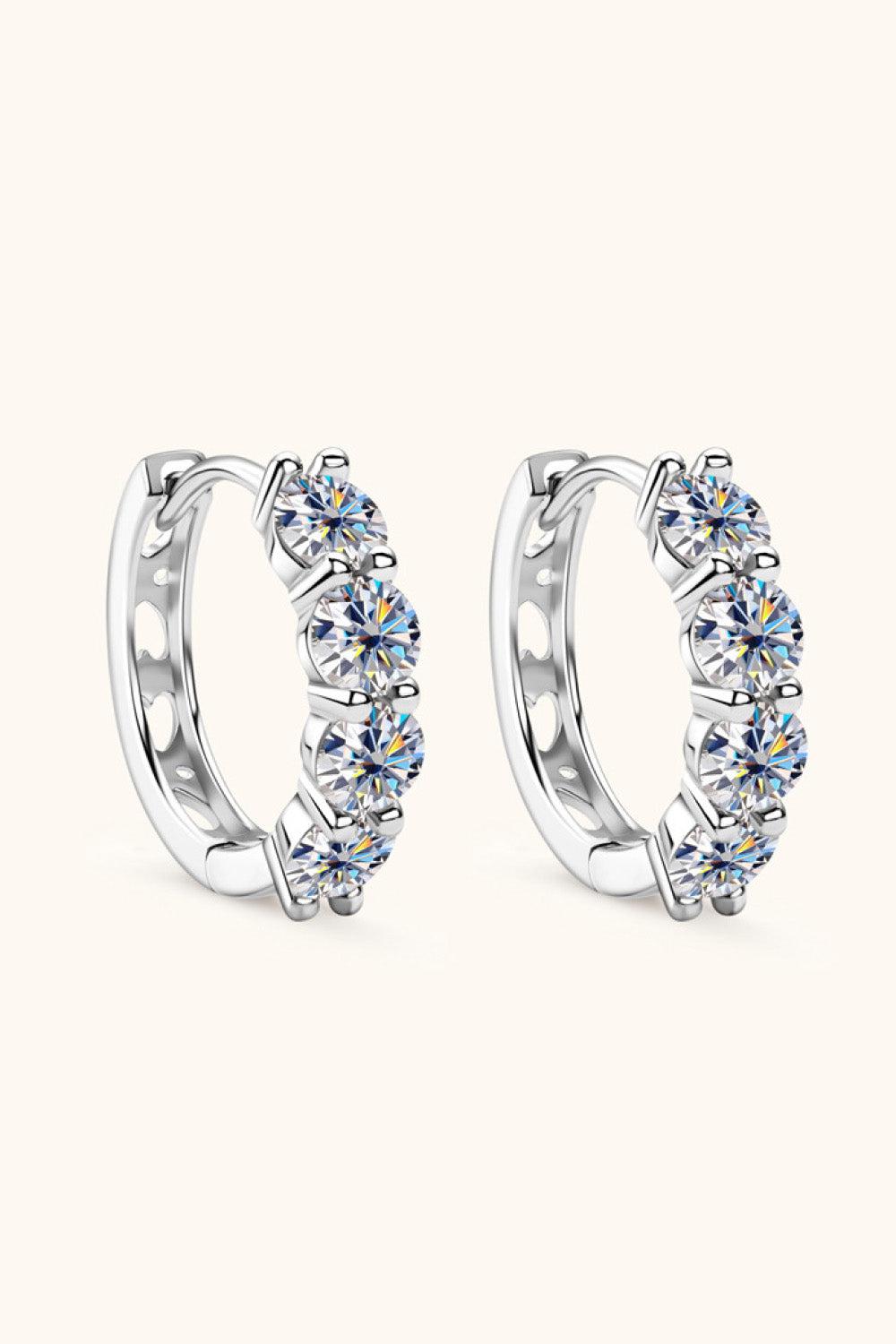 2.4 Carat Moissanite Huggie Earrings BLUE ZONE PLANET