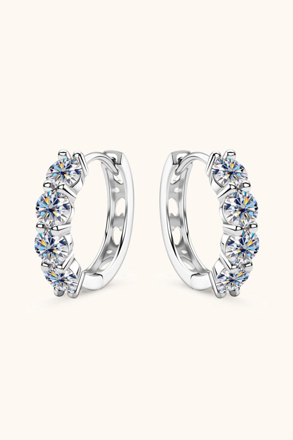 2.4 Carat Moissanite Huggie Earrings BLUE ZONE PLANET