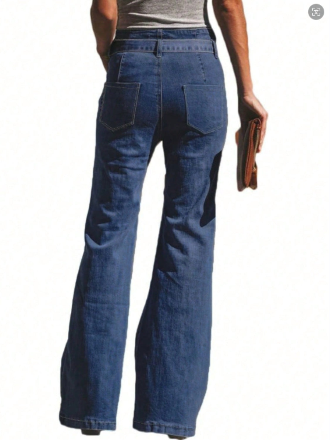 Tied Flare Jeans with Pockets-BOTTOMS SIZES SMALL MEDIUM LARGE-[Adult]-[Female]-2022 Online Blue Zone Planet