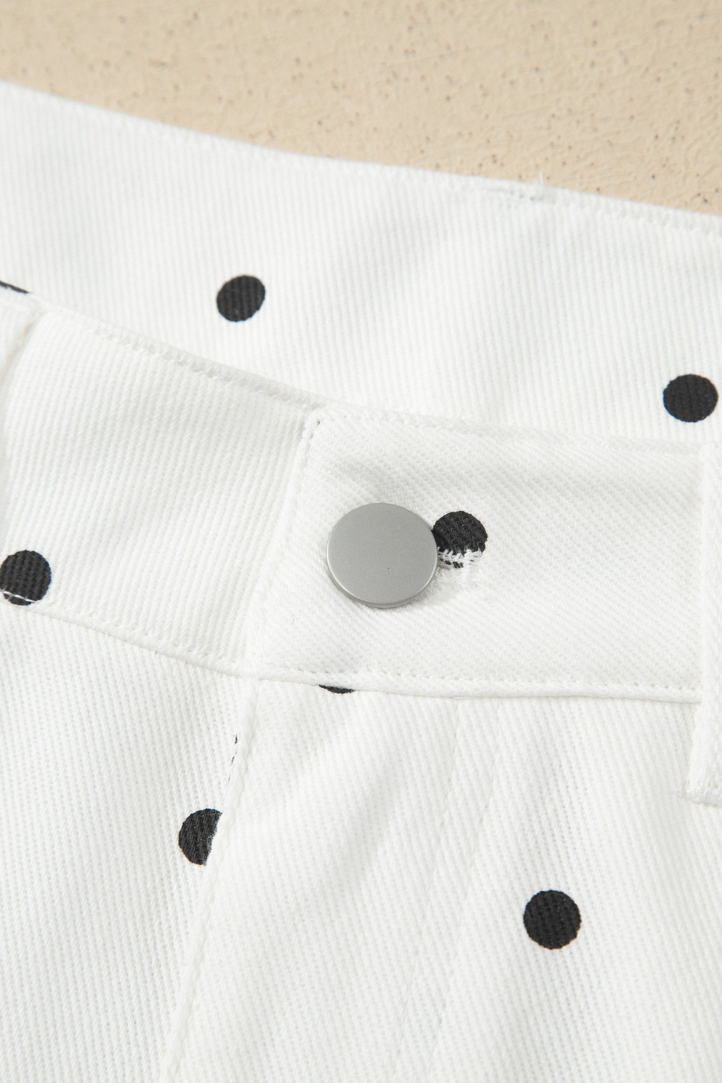 White Polka Dot Print Embroidered Scallop Hem Shorts-Bottoms/Casual Shorts-[Adult]-[Female]-2022 Online Blue Zone Planet