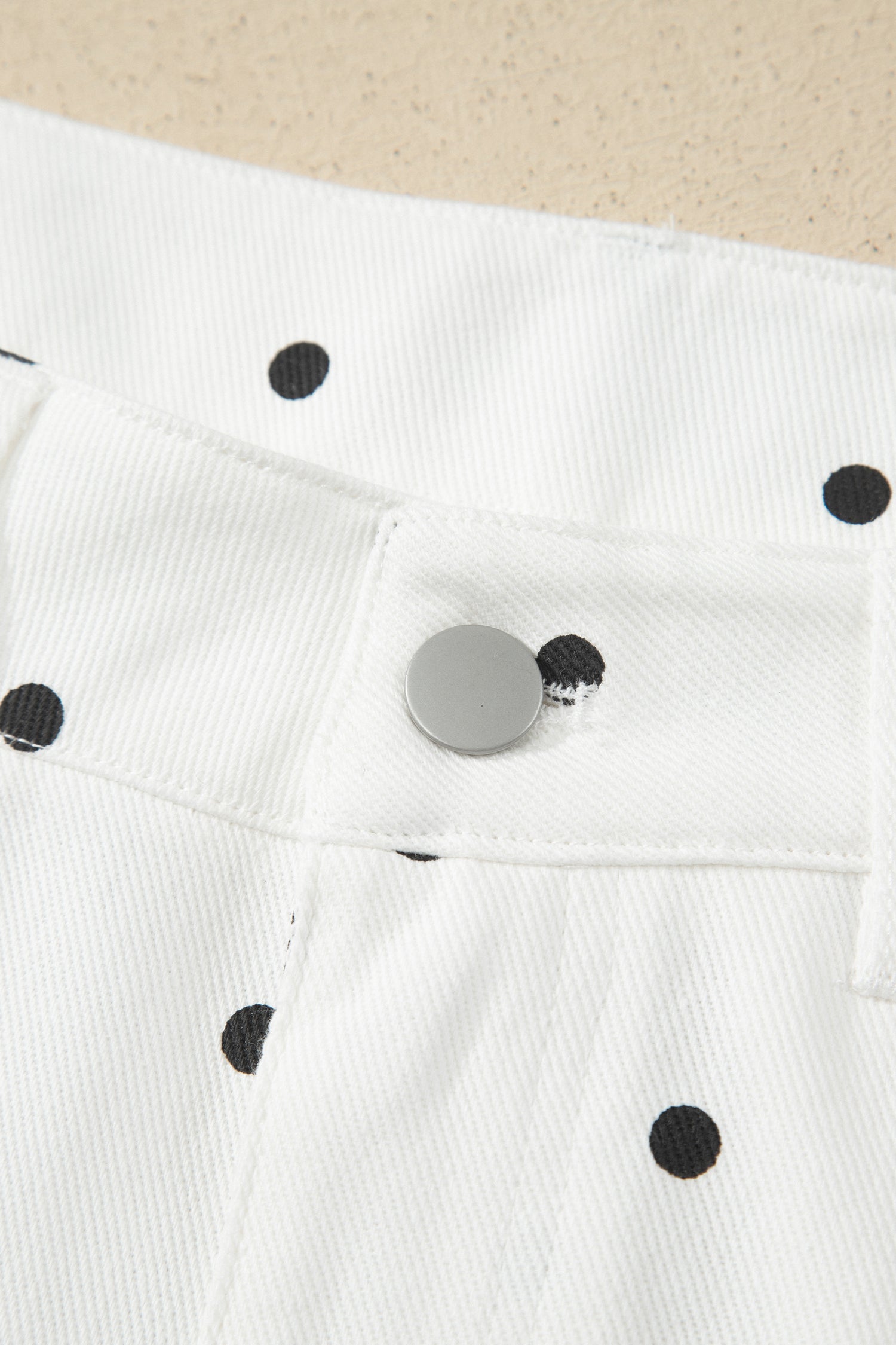 White Polka Dot Print Embroidered Scallop Hem Shorts-Bottoms/Casual Shorts-[Adult]-[Female]-2022 Online Blue Zone Planet