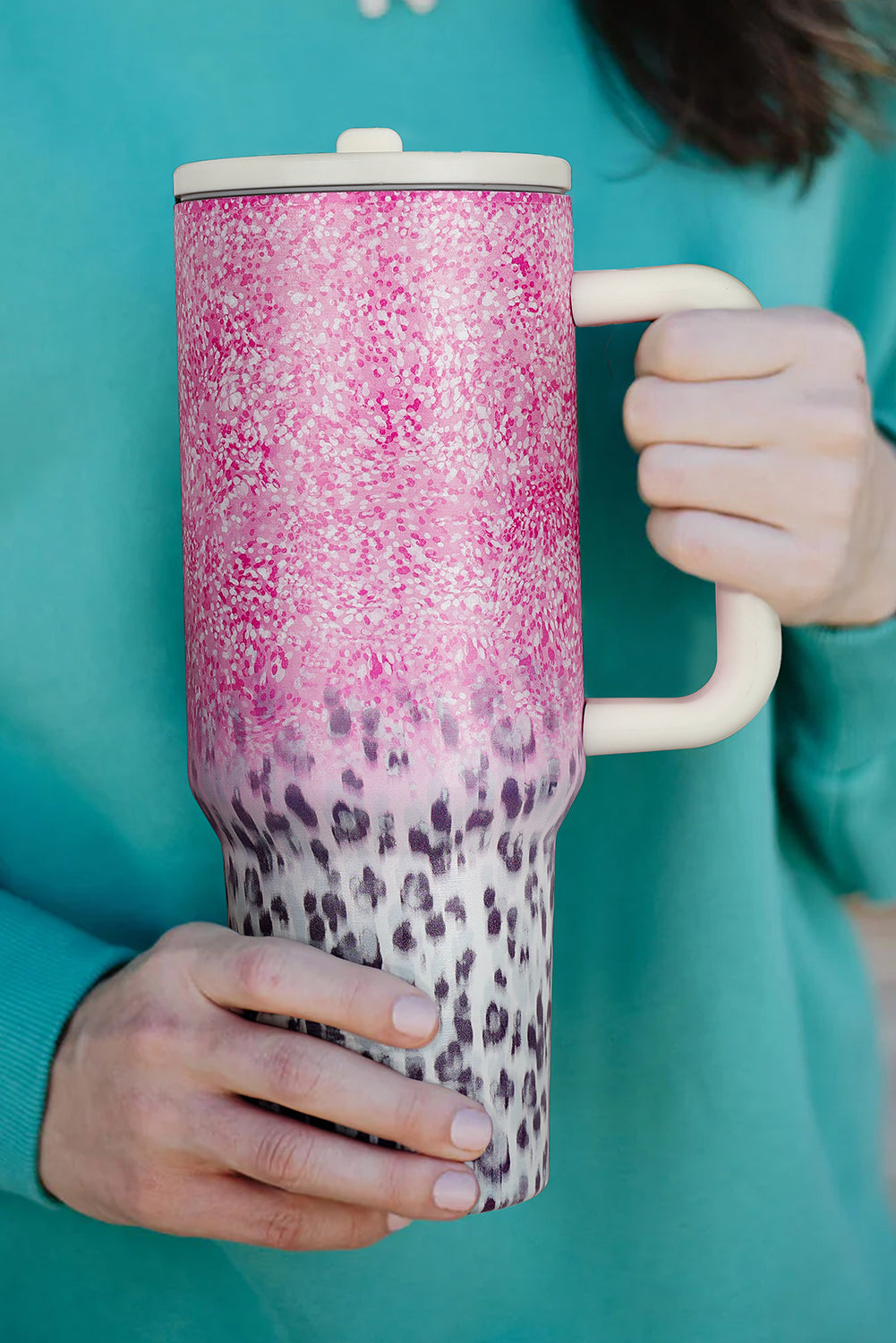 Pink Leopard Gradient 40Oz Stainless Steel Thermos Travel Cup-Accessories/Tumblers-[Adult]-[Female]-2022 Online Blue Zone Planet