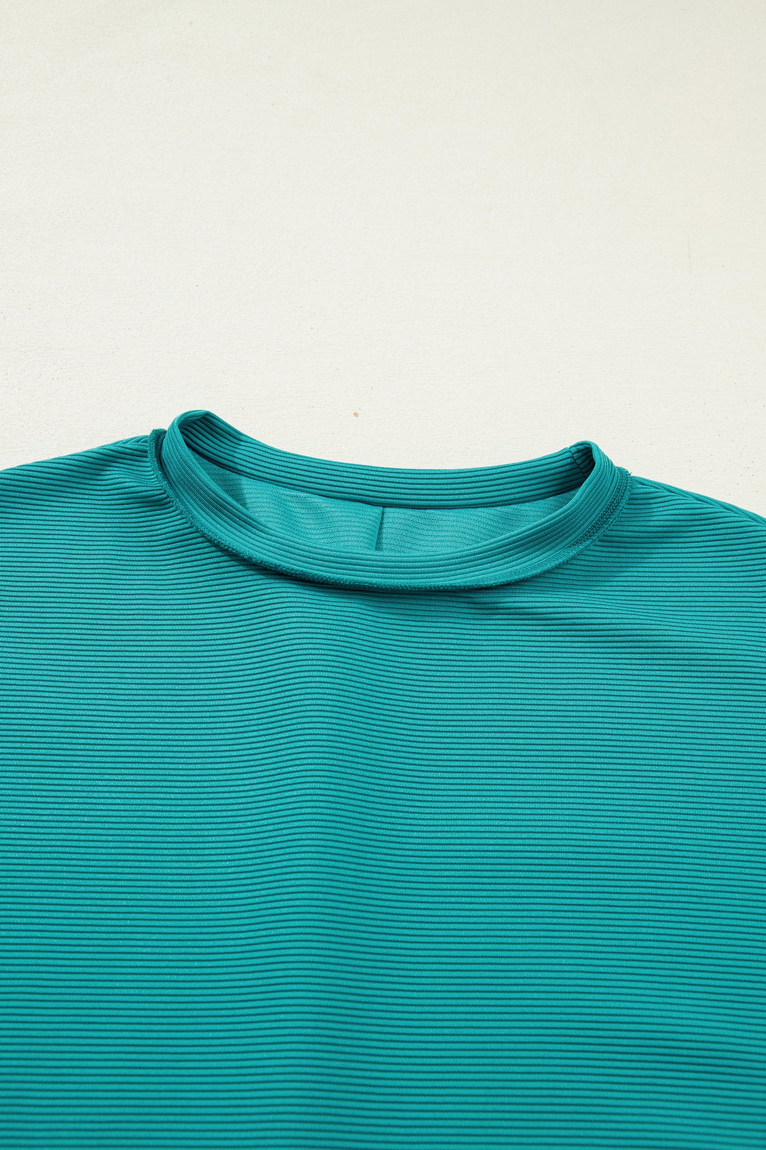 Sea Green Horizontal Ribbed Exposed Seam Detail Drop Shoulder Baggy Pullover-Tops/Long Sleeve Tops-[Adult]-[Female]-2022 Online Blue Zone Planet