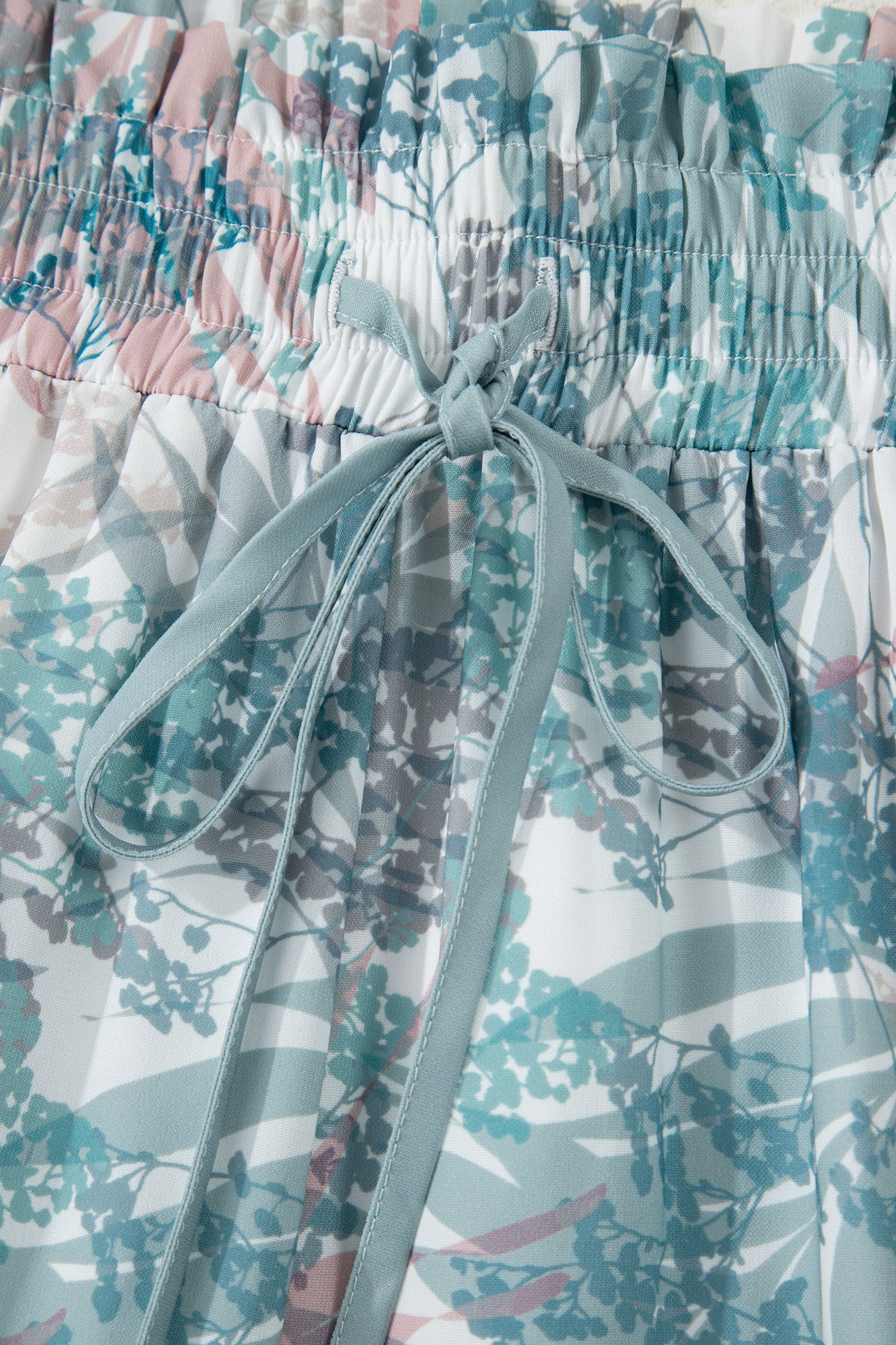 Green Tropical Palm Printed Cropped Tank Drawstring Wide Leg Pant Set-Two Piece Sets/Pant Sets-[Adult]-[Female]-2022 Online Blue Zone Planet