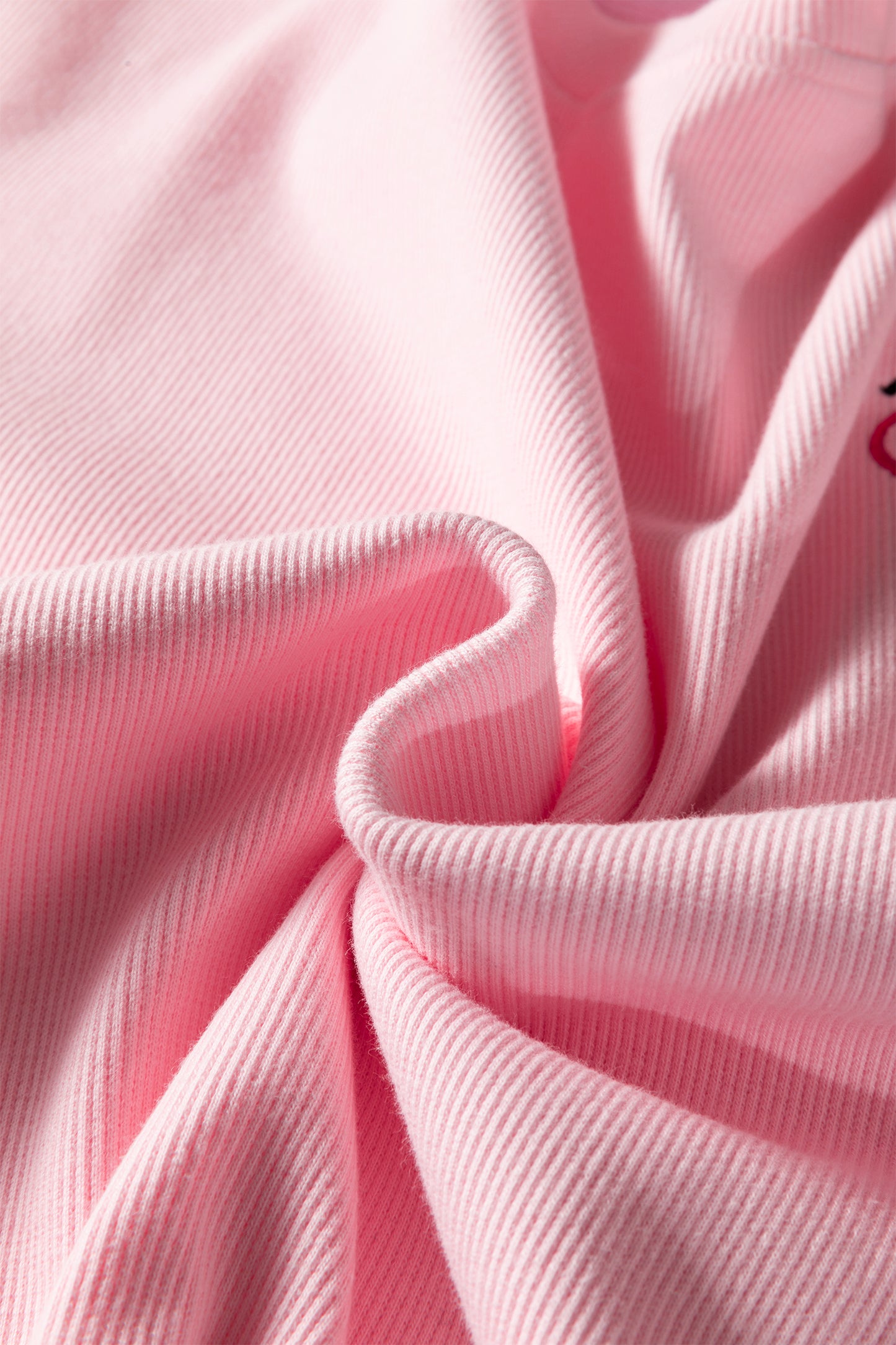 Pink 3d Ribbed XOXO Heart Embroidered Drop Shoulder Sweatshirt-Tops/Sweatshirts & Hoodies-[Adult]-[Female]-2022 Online Blue Zone Planet