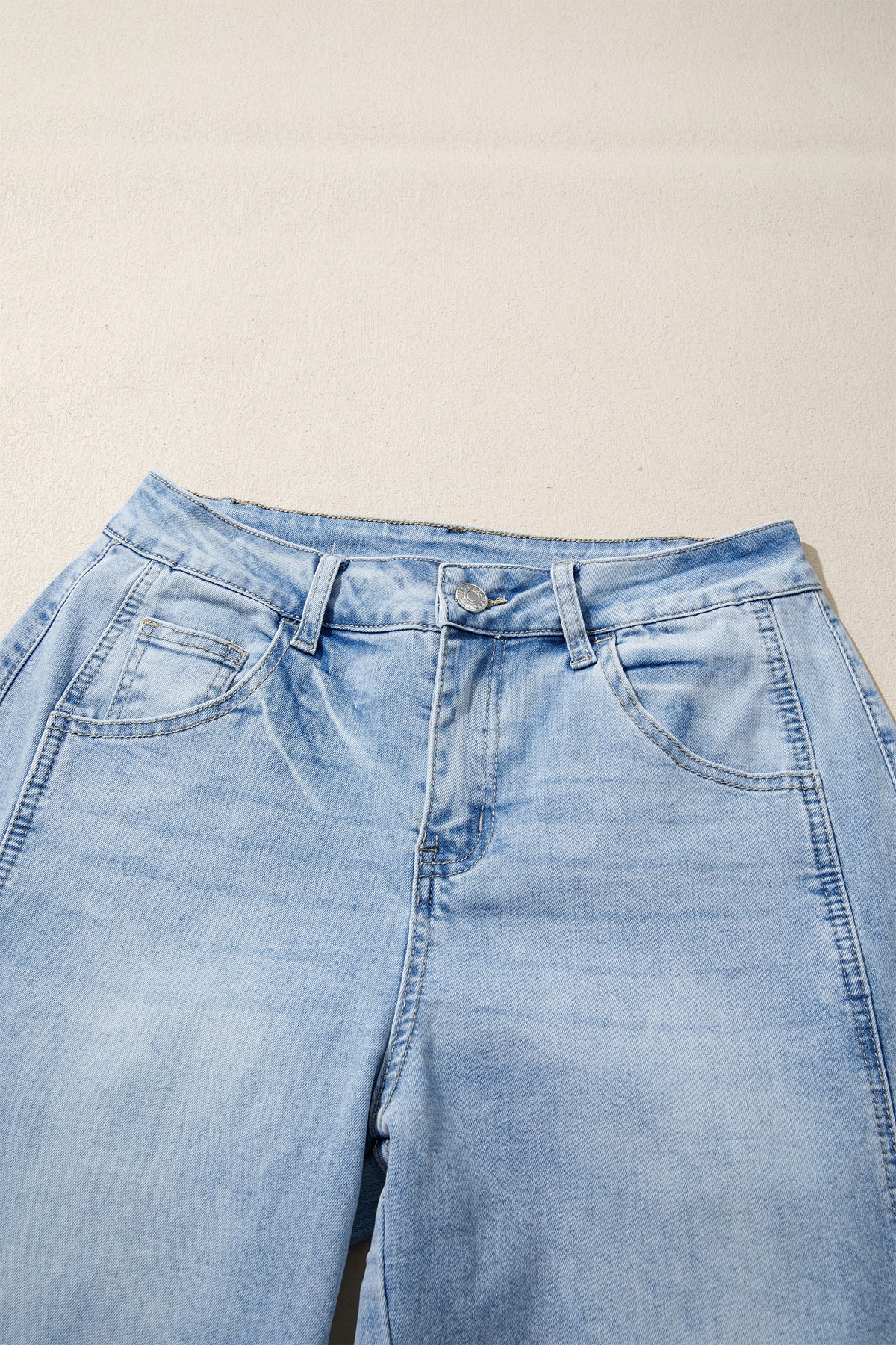 Sail Blue Raw Hem Turnup Loose Ankle-length Jeans-Bottoms/Jeans-[Adult]-[Female]-2022 Online Blue Zone Planet