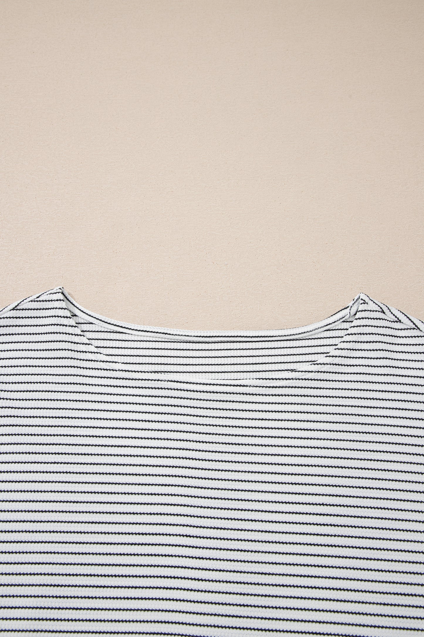 White Stripe Contrasted Ruffle Trim Loose Long Sleeve Top-Tops/Long Sleeve Tops-[Adult]-[Female]-2022 Online Blue Zone Planet
