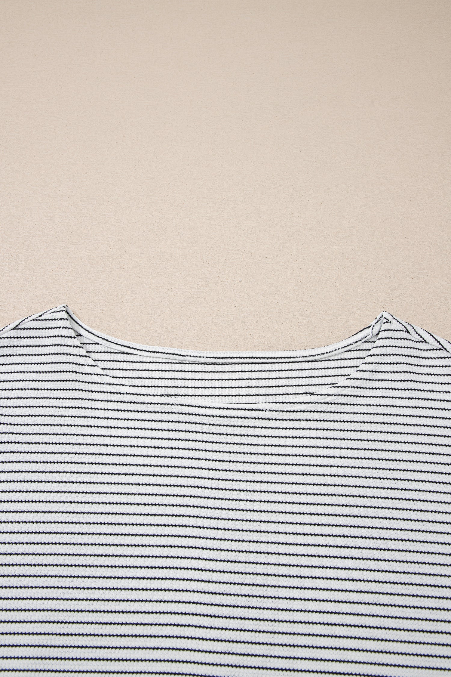 White Stripe Contrasted Ruffle Trim Loose Long Sleeve Top-Tops/Long Sleeve Tops-[Adult]-[Female]-2022 Online Blue Zone Planet