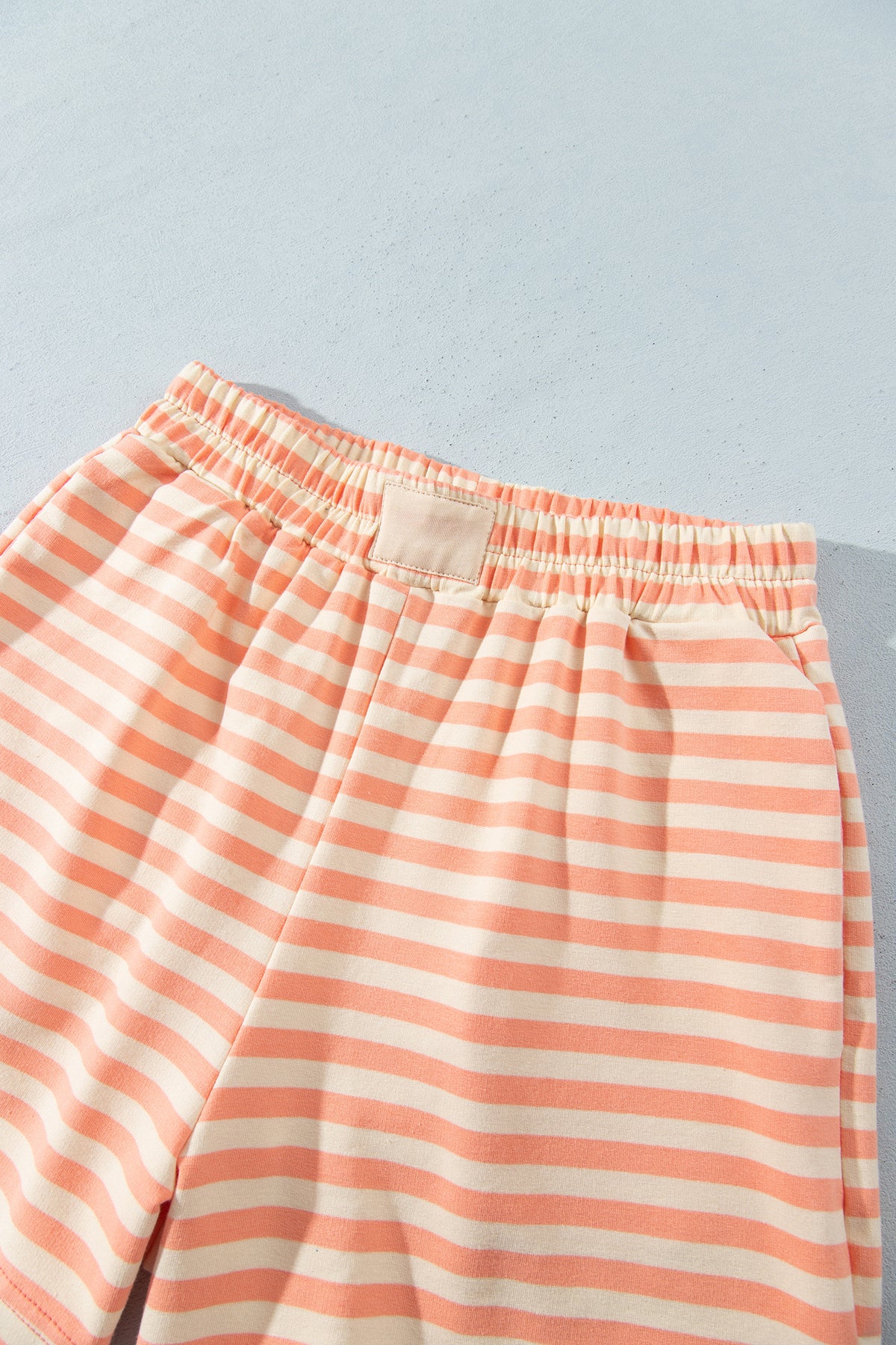 Grapefruit Orange Drop Shoulder Long Sleeve Pullover Elastic Waist Casual Short Set-Two Piece Sets/Short Sets-[Adult]-[Female]-2022 Online Blue Zone Planet