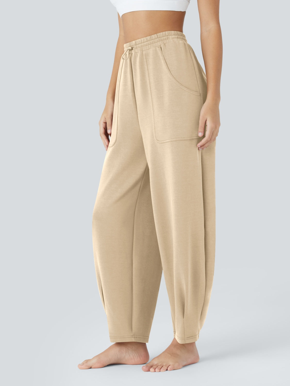 Blue Zone Planet | Lovelet Drawstring Pants with Pockets-BOTTOMS SIZES SMALL MEDIUM LARGE-[Adult]-[Female]-Tan-S-2022 Online Blue Zone Planet