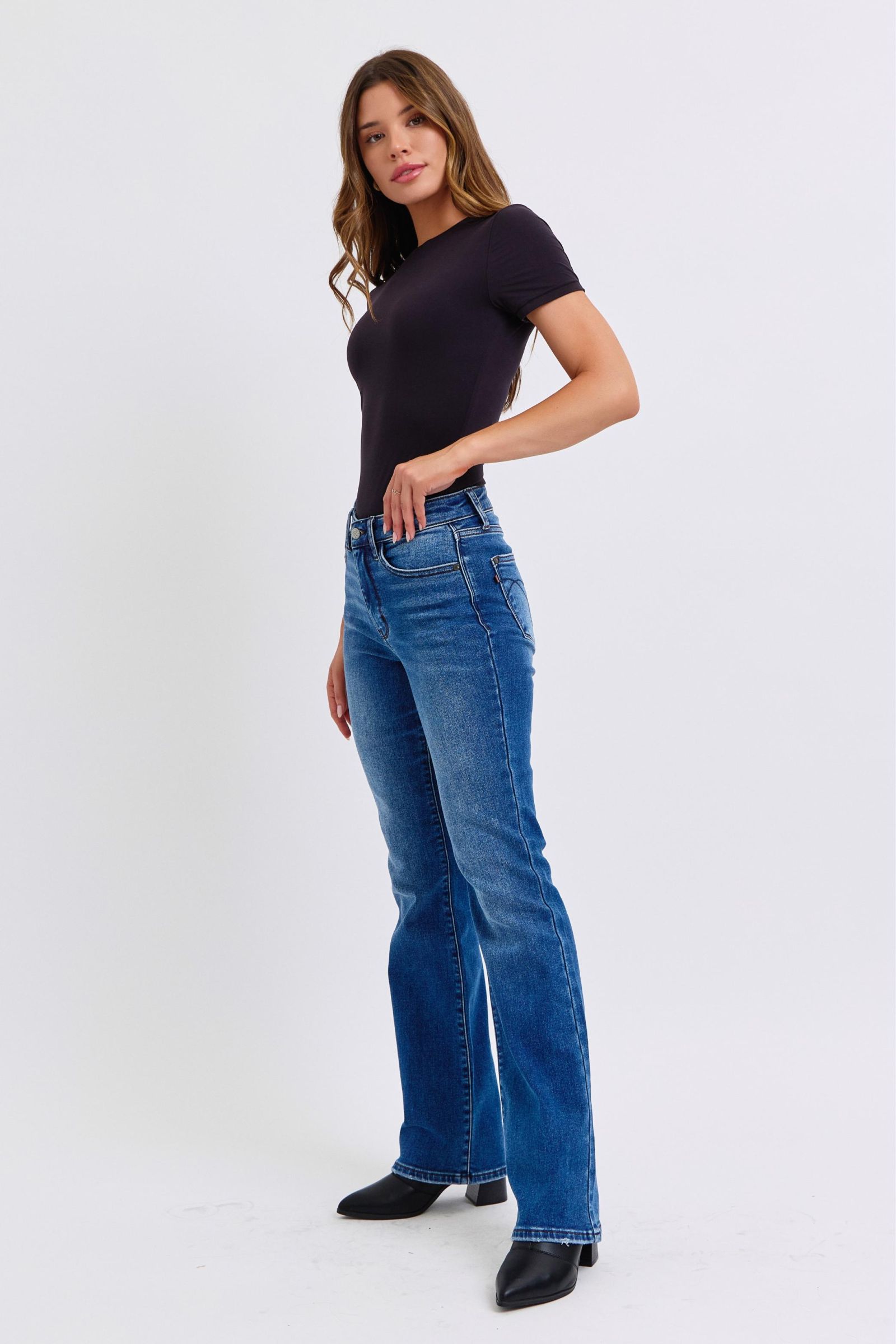 Blue Zone Planet | Judy Blue Full Size Run Mid-Rise Bootcut Jeans with Thermal Lining-BOTTOMS SIZES SMALL MEDIUM LARGE-[Adult]-[Female]-2022 Online Blue Zone Planet