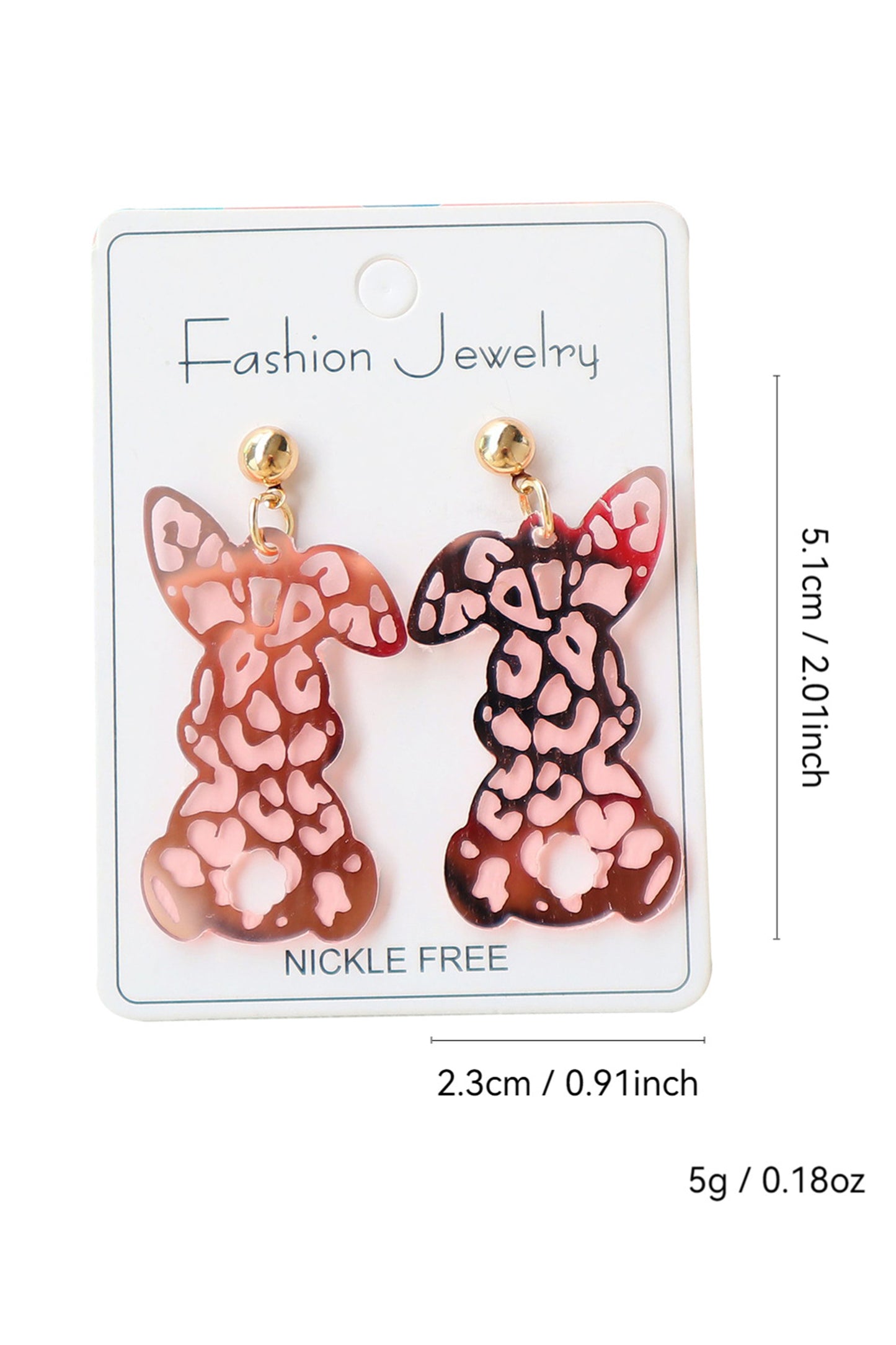 Pink Leopard Bunny Acrylic Earrings-Accessories/Jewelry-[Adult]-[Female]-2022 Online Blue Zone Planet