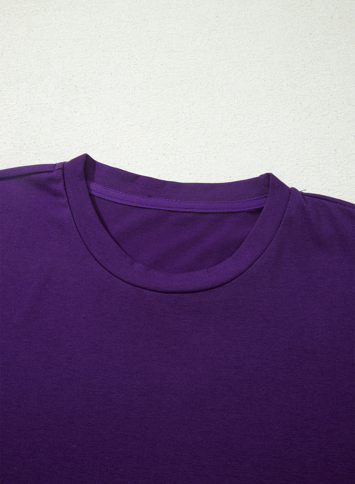 Tillandsia Purple Casual Plain Crew Neck Tee-Tops/Tops & Tees-[Adult]-[Female]-2022 Online Blue Zone Planet
