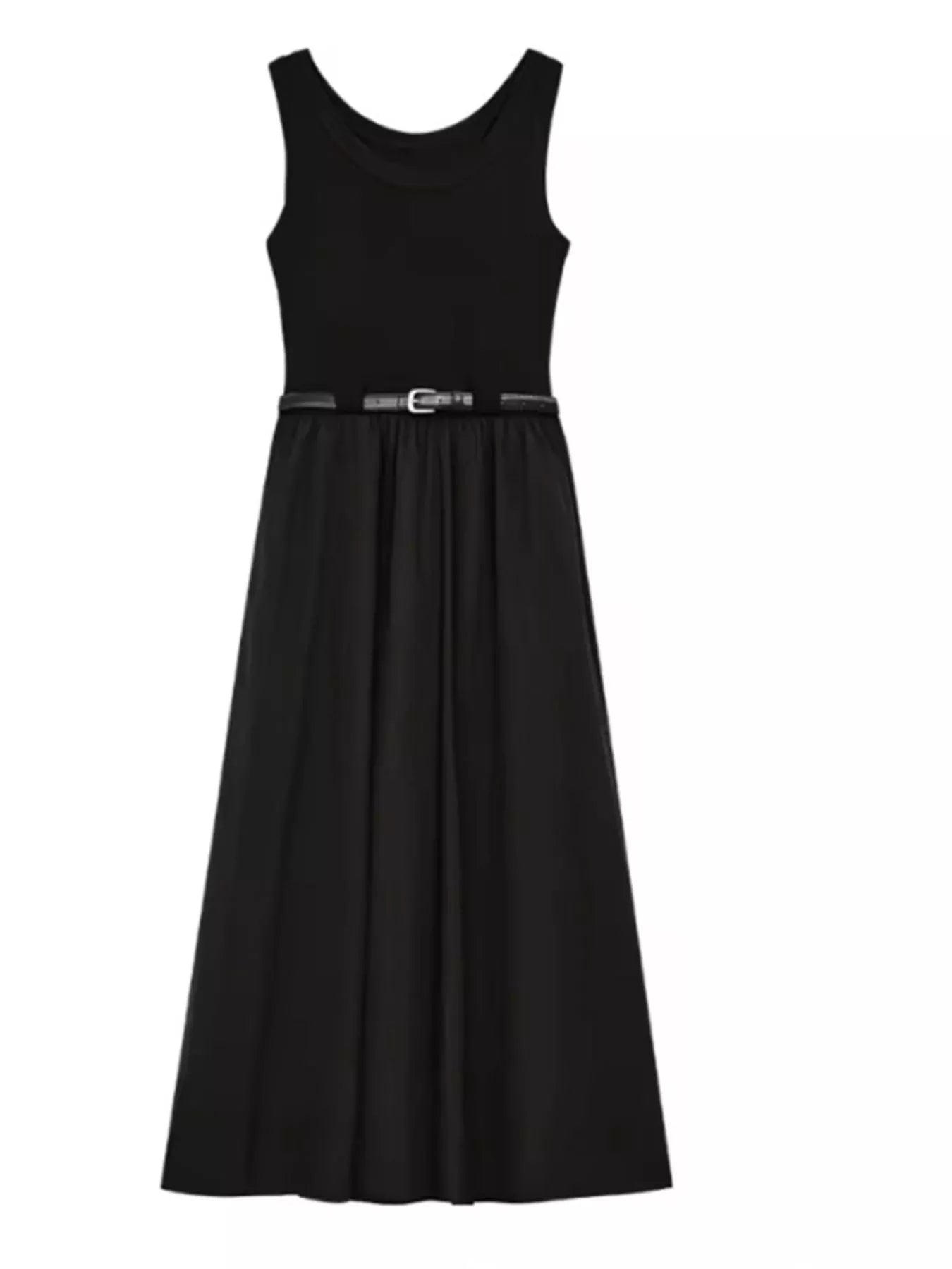 Round Neck Sleeveless Midi Dress from OhSoStyled at Sophia's Style Black / M Round Neck Sleeveless Midi Dress from OhSoStyled at Sophia's Style Black / M
