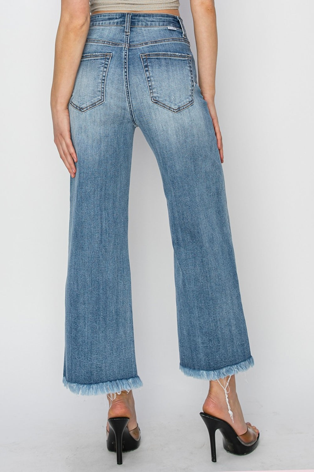 RISEN Raw Hem Cropped Wide Leg Jeans-TOPS / DRESSES-[Adult]-[Female]-2022 Online Blue Zone Planet