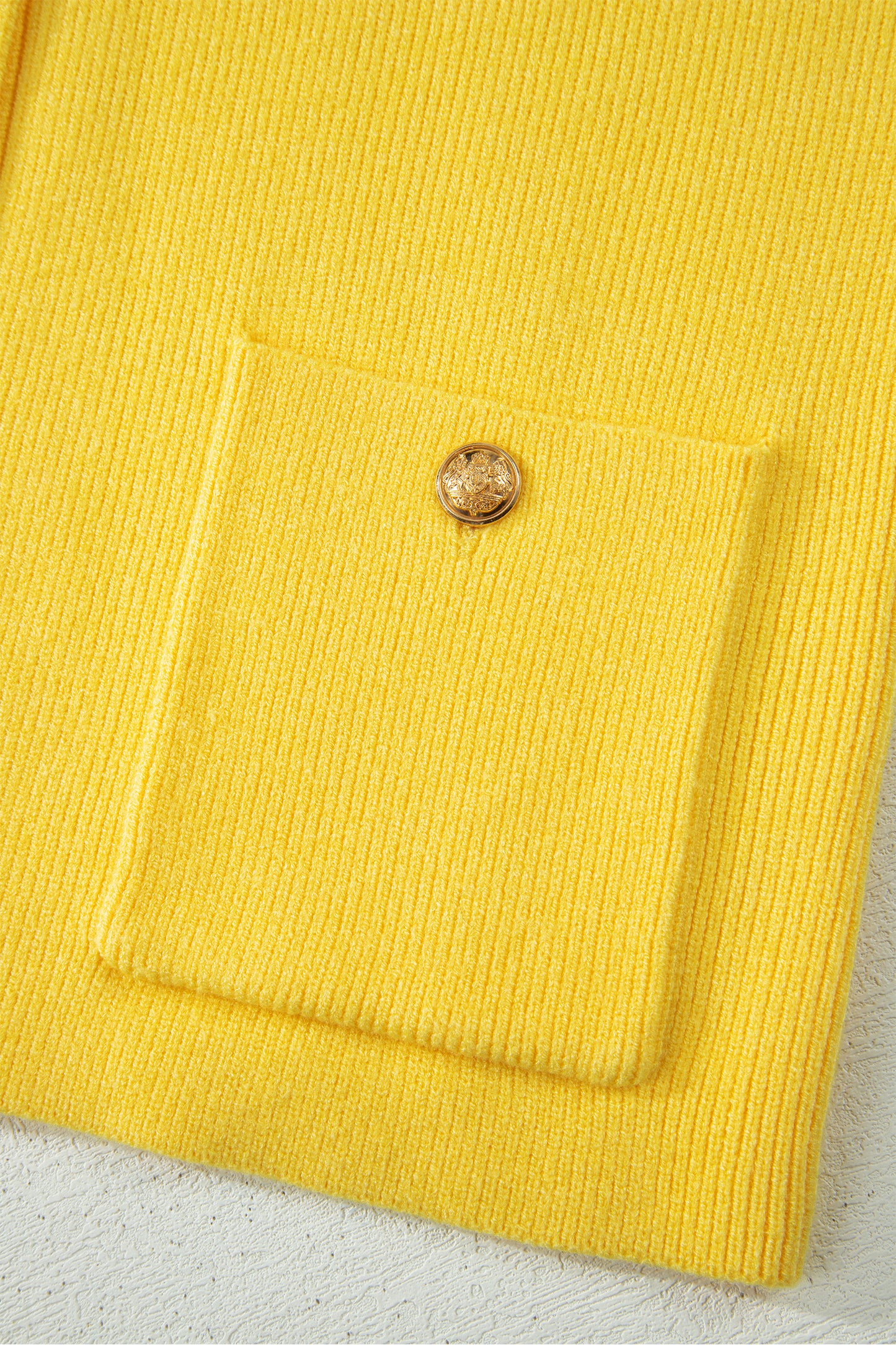 Yellow Cream Solid Color Sleeveless Knit Button Pocketed Sweater-Sweaters & Cardigans/Sweater Vests-[Adult]-[Female]-2022 Online Blue Zone Planet