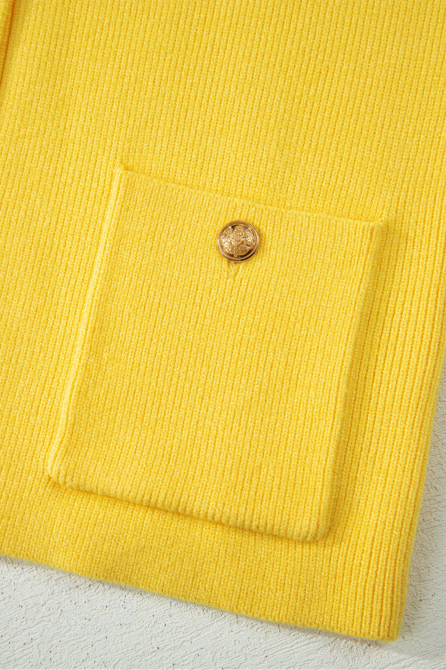 Yellow Cream Solid Color Sleeveless Knit Button Pocketed Sweater-Sweaters & Cardigans/Sweater Vests-[Adult]-[Female]-2022 Online Blue Zone Planet