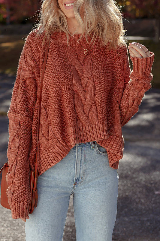 Redwood Burl Chunky Fit Slouchy Textured Knit Sweater-TOPS / DRESSES-[Adult]-[Female]-Redwood Burl-S-2022 Online Blue Zone Planet