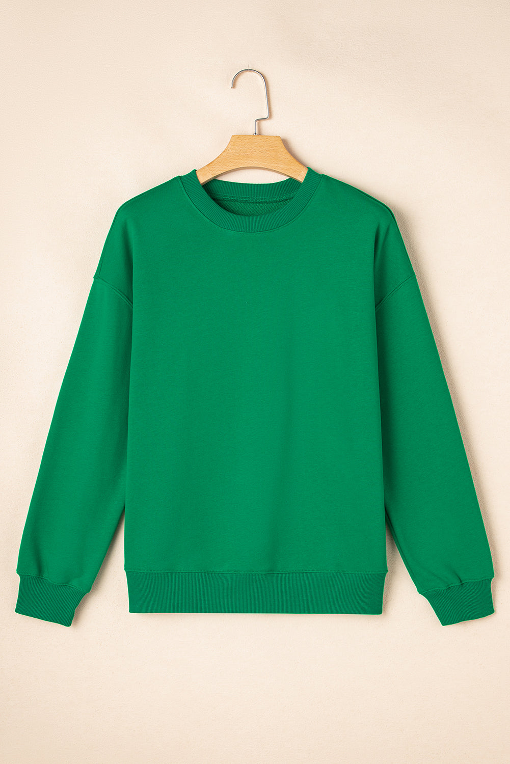 Blue Zone Planet | Dark Green Solid Classic Crewneck Pullover Sweatshirt-Tops/Sweatshirts & Hoodies-[Adult]-[Female]-2022 Online Blue Zone Planet