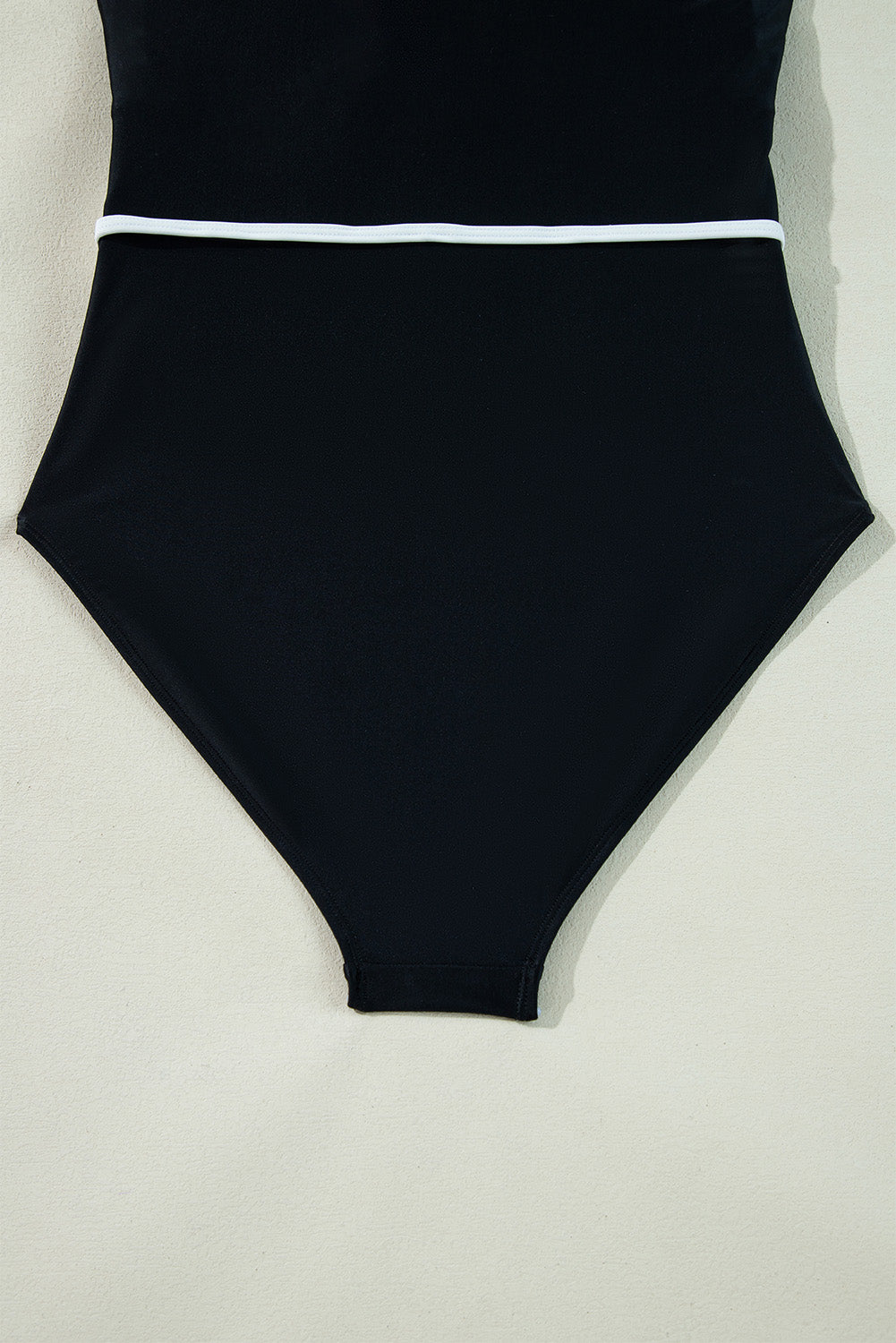Black Color Contrast Ruffled Wrap V Neck Swimsuit-Swimwear/One Piece Swimsuit-[Adult]-[Female]-2022 Online Blue Zone Planet