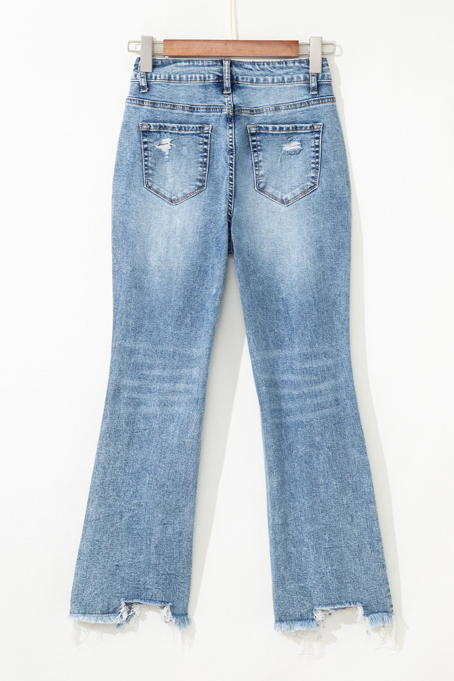 Myosotis Raw Hem Ripped Open Knee Fit Flare Jeans-TOPS / DRESSES-[Adult]-[Female]-2022 Online Blue Zone Planet