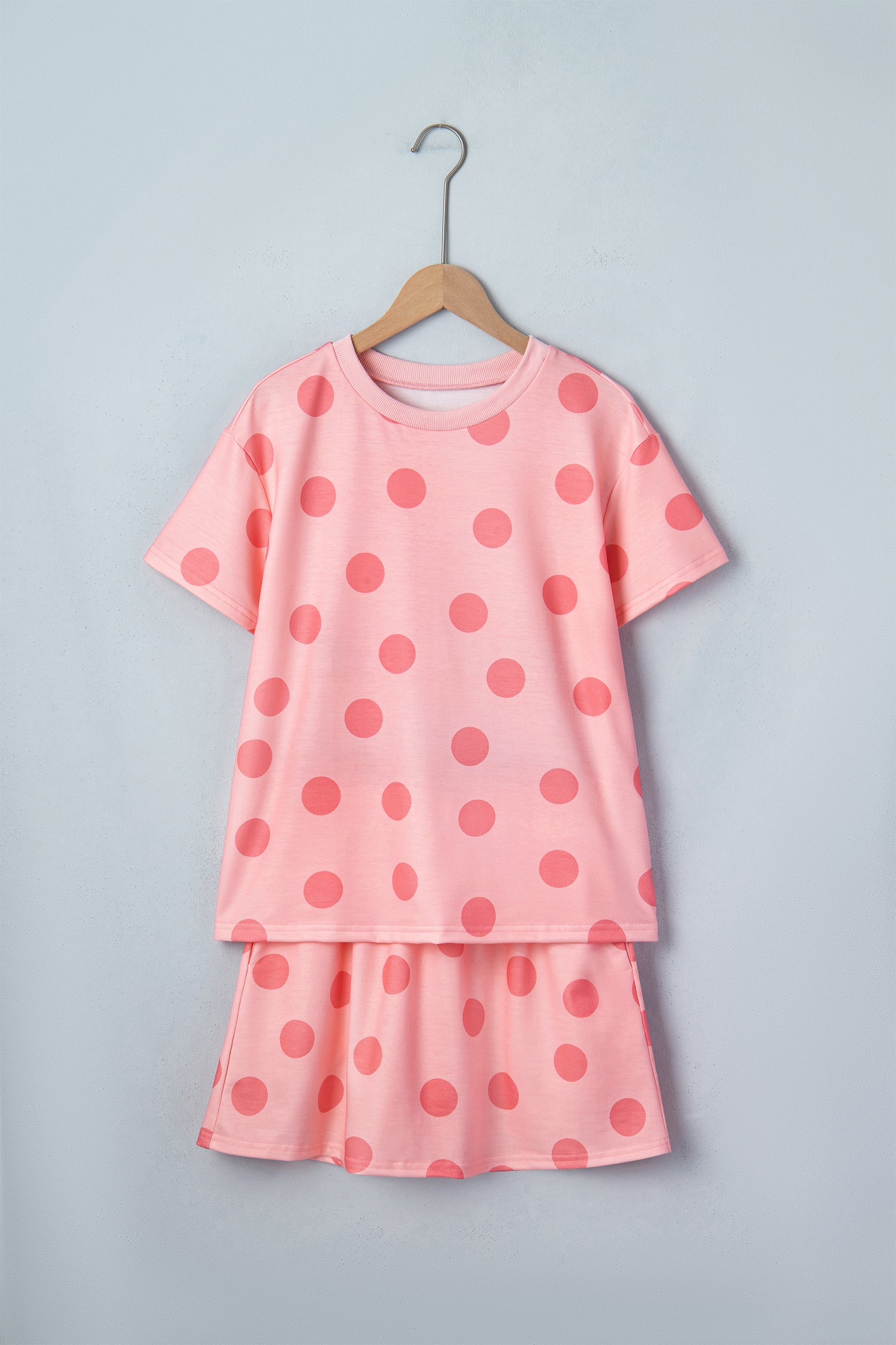 White Polka Dot Short Sleeve Top Casual Skort 2pcs Outfit-Two Piece Sets/Two Piece Dresses-[Adult]-[Female]-2022 Online Blue Zone Planet