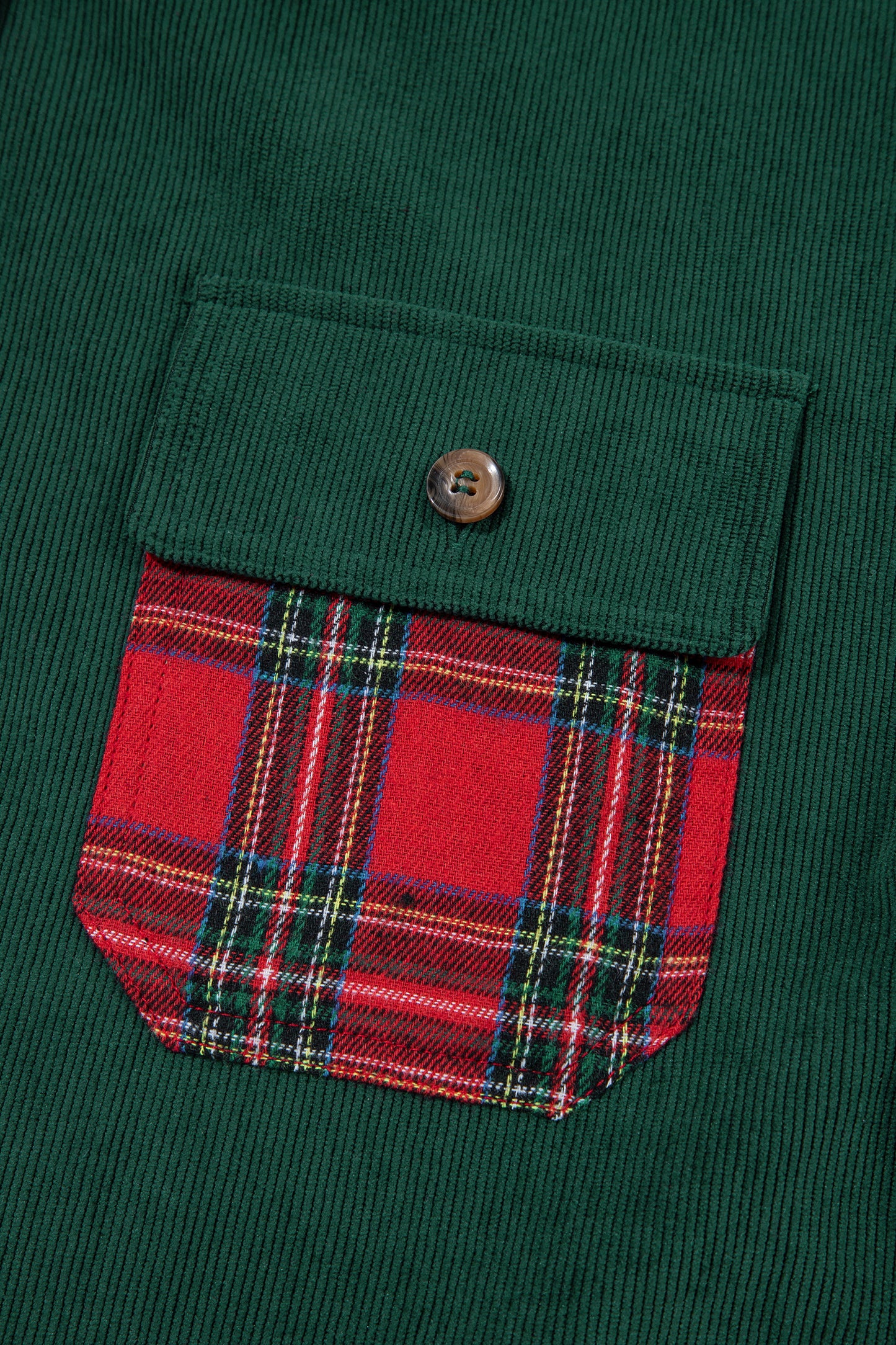 Blackish Green Plaid Pocket Button Long Sleeve Shift Shacket-Outerwear/Jackets-[Adult]-[Female]-2022 Online Blue Zone Planet