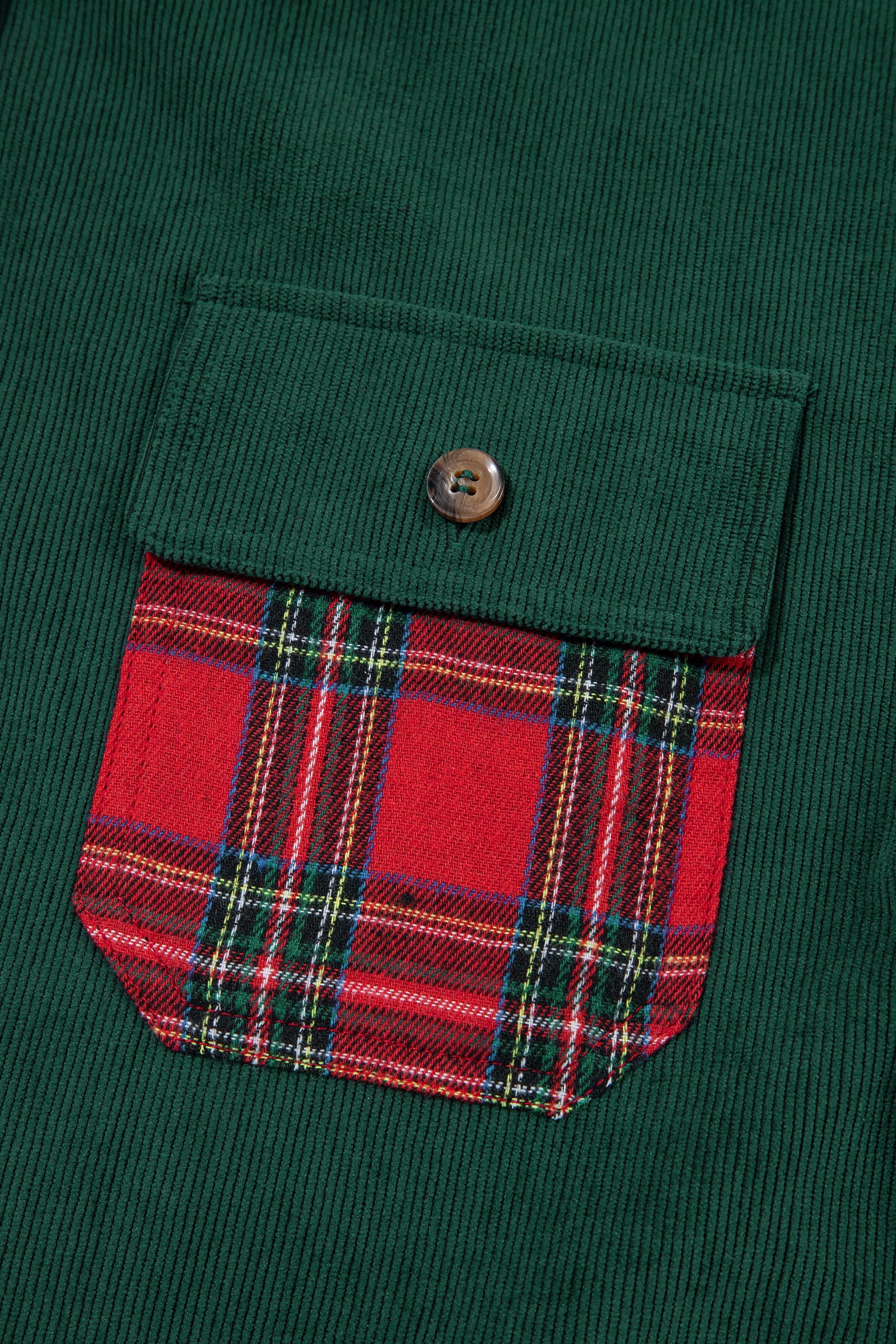 Blackish Green Plaid Pocket Button Long Sleeve Shift Shacket-Outerwear/Jackets-[Adult]-[Female]-2022 Online Blue Zone Planet