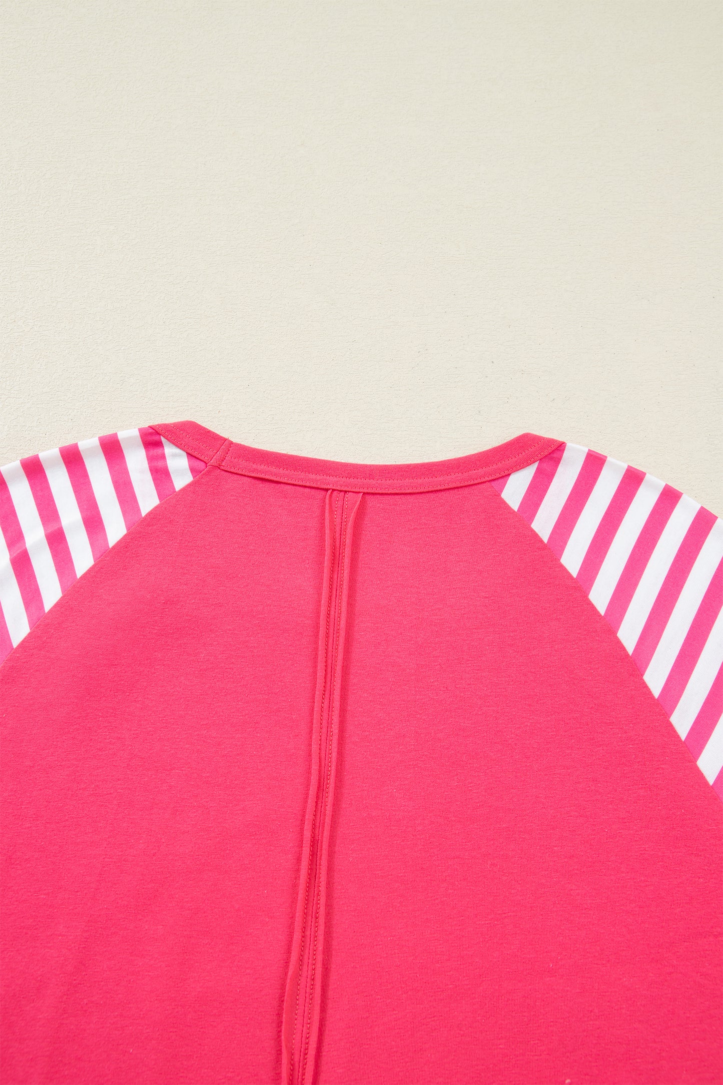 Strawberry Pink Heart Shape Striped Patchwork Long Sleeve Loose Top-Tops/Long Sleeve Tops-[Adult]-[Female]-2022 Online Blue Zone Planet