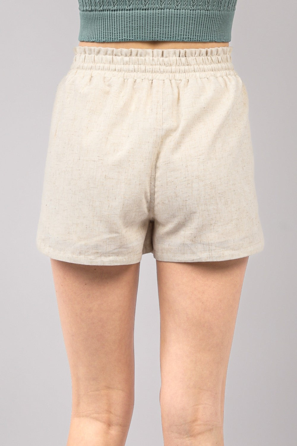 VERY J Drawstring Elastic Waist Linen Shorts-BOTTOMS SIZES SMALL MEDIUM LARGE-[Adult]-[Female]-2022 Online Blue Zone Planet