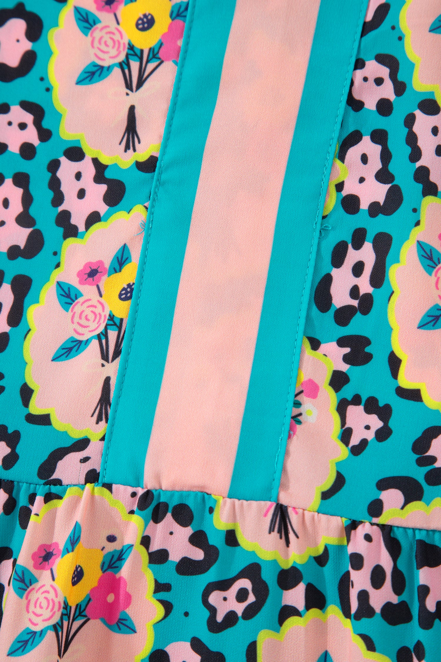 Green Leopard Floral Short Dress-TOPS / DRESSES-[Adult]-[Female]-2022 Online Blue Zone Planet