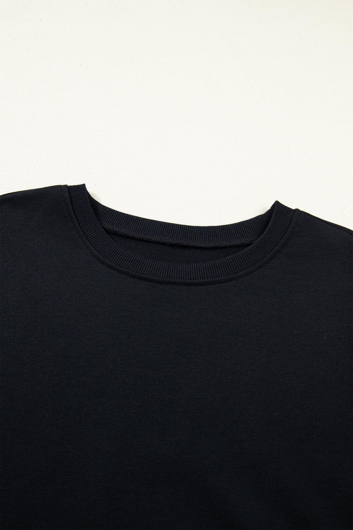Black Solid Color Dropped Shoulder Long Sleeve Top-Tops/Long Sleeve Tops-[Adult]-[Female]-2022 Online Blue Zone Planet