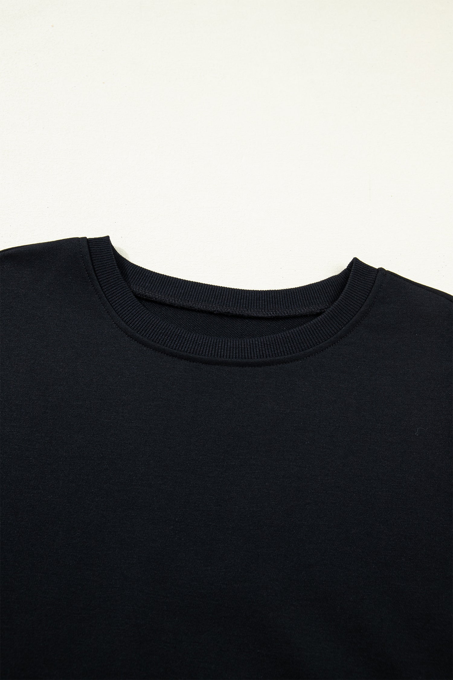 Black Solid Color Dropped Shoulder Long Sleeve Top-Tops/Long Sleeve Tops-[Adult]-[Female]-2022 Online Blue Zone Planet