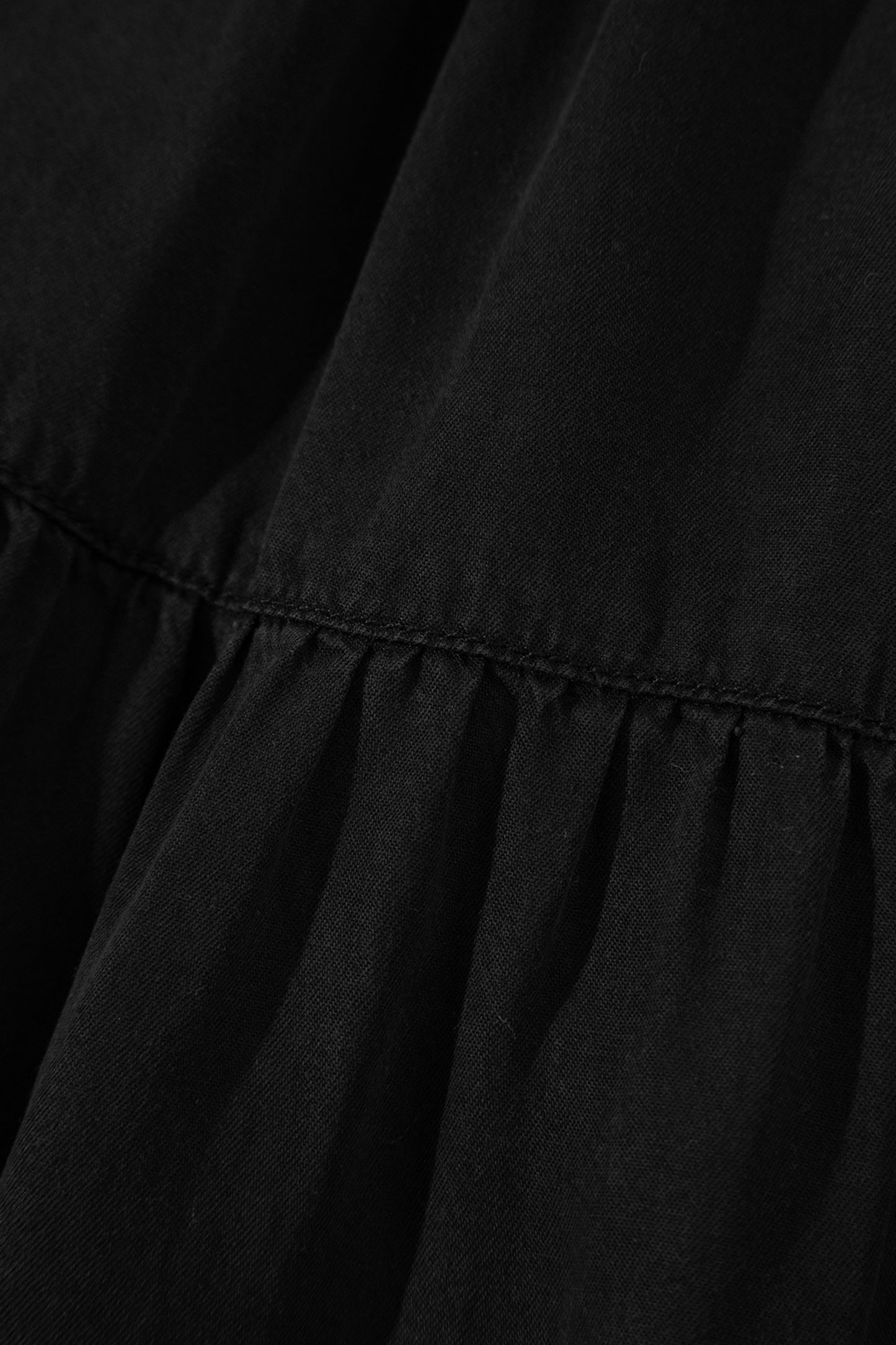Black Elastic Waist Ruffled Tiered Flared Denim Maxi Skirt-Bottoms/Skirts & Petticoat-[Adult]-[Female]-2022 Online Blue Zone Planet